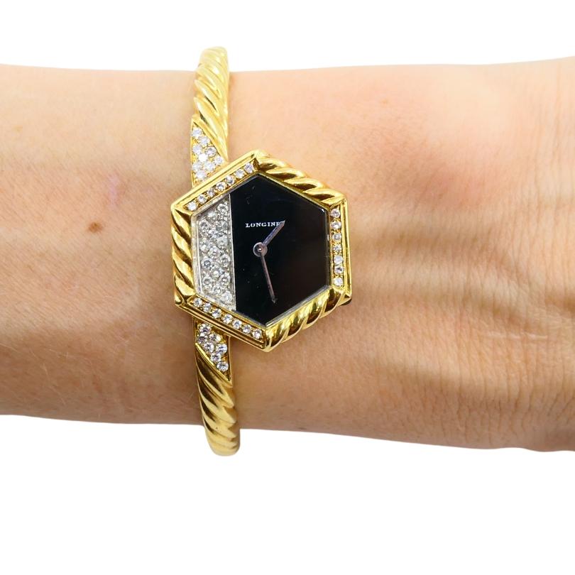 Longines Watch 18k Gold Diamond For Sale 4