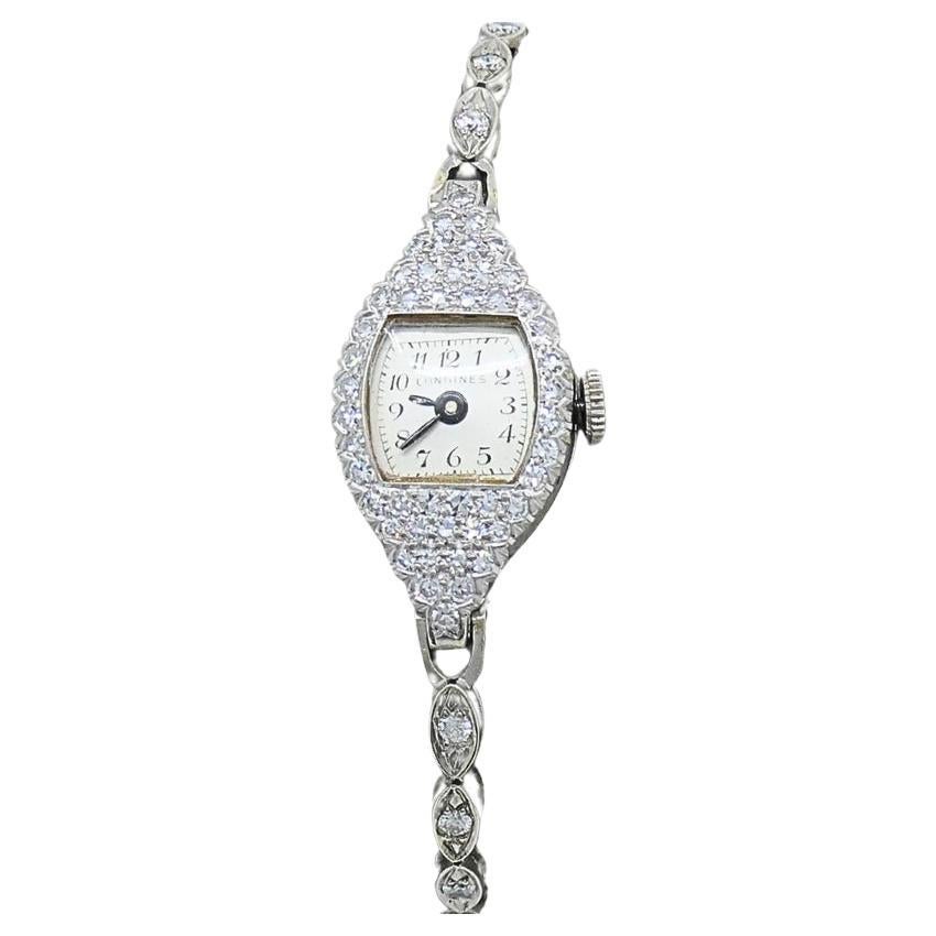 Longines Orologio Art Deco da donna in platino