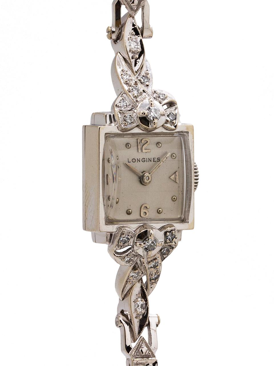 longines 14k white gold watch with diamonds