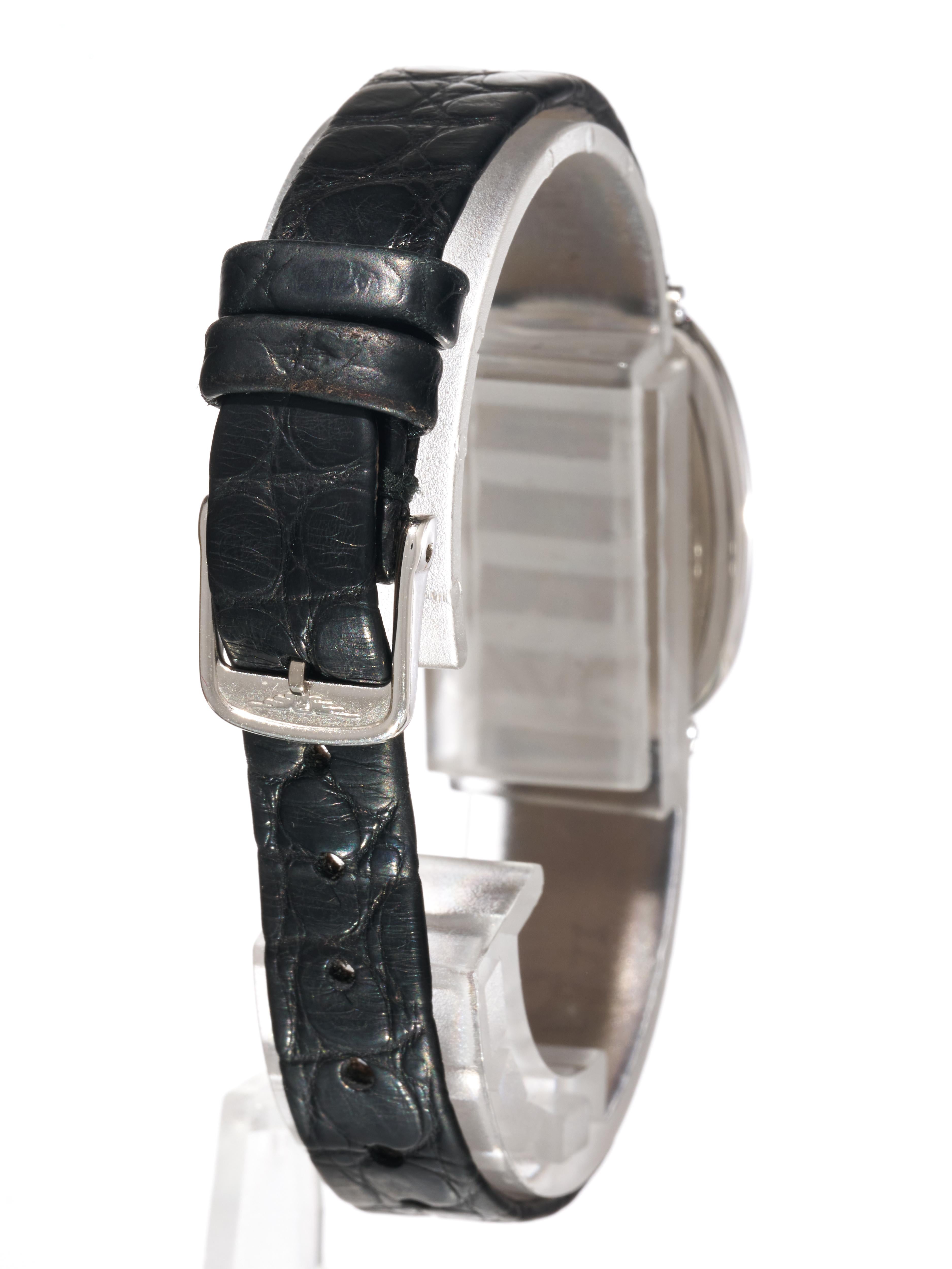 De las mujeres Longines Oro Blanco Diamante 20mm Reloj Baignoire Señora 18K Cuarzo Prestige FS en venta