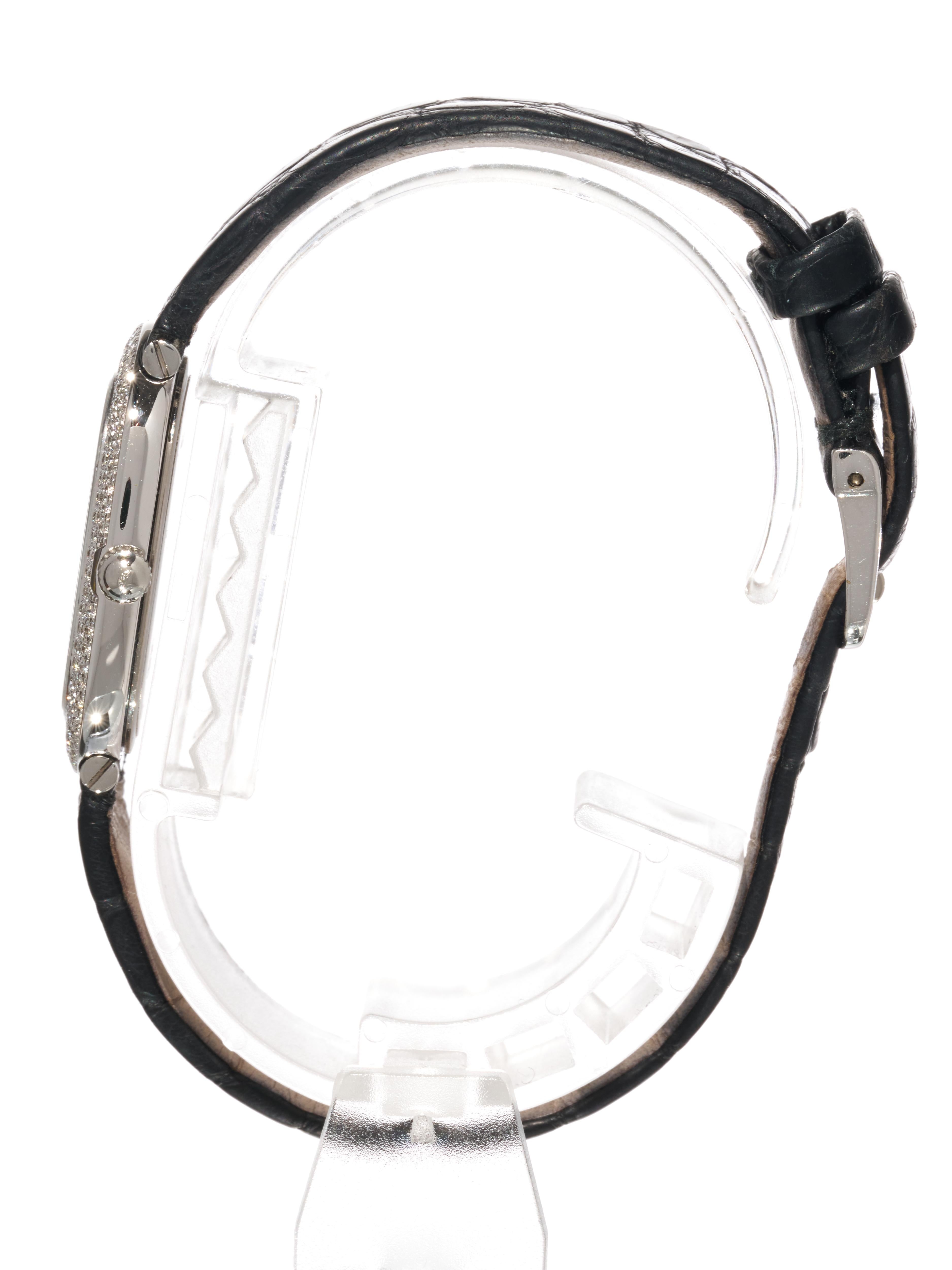 Longines Oro Blanco Diamante 20mm Reloj Baignoire Señora 18K Cuarzo Prestige FS en venta 3