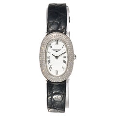 Longines White Gold Diamonds 20mm Baignoire Ladies Watch 18K Quartz Prestige FS