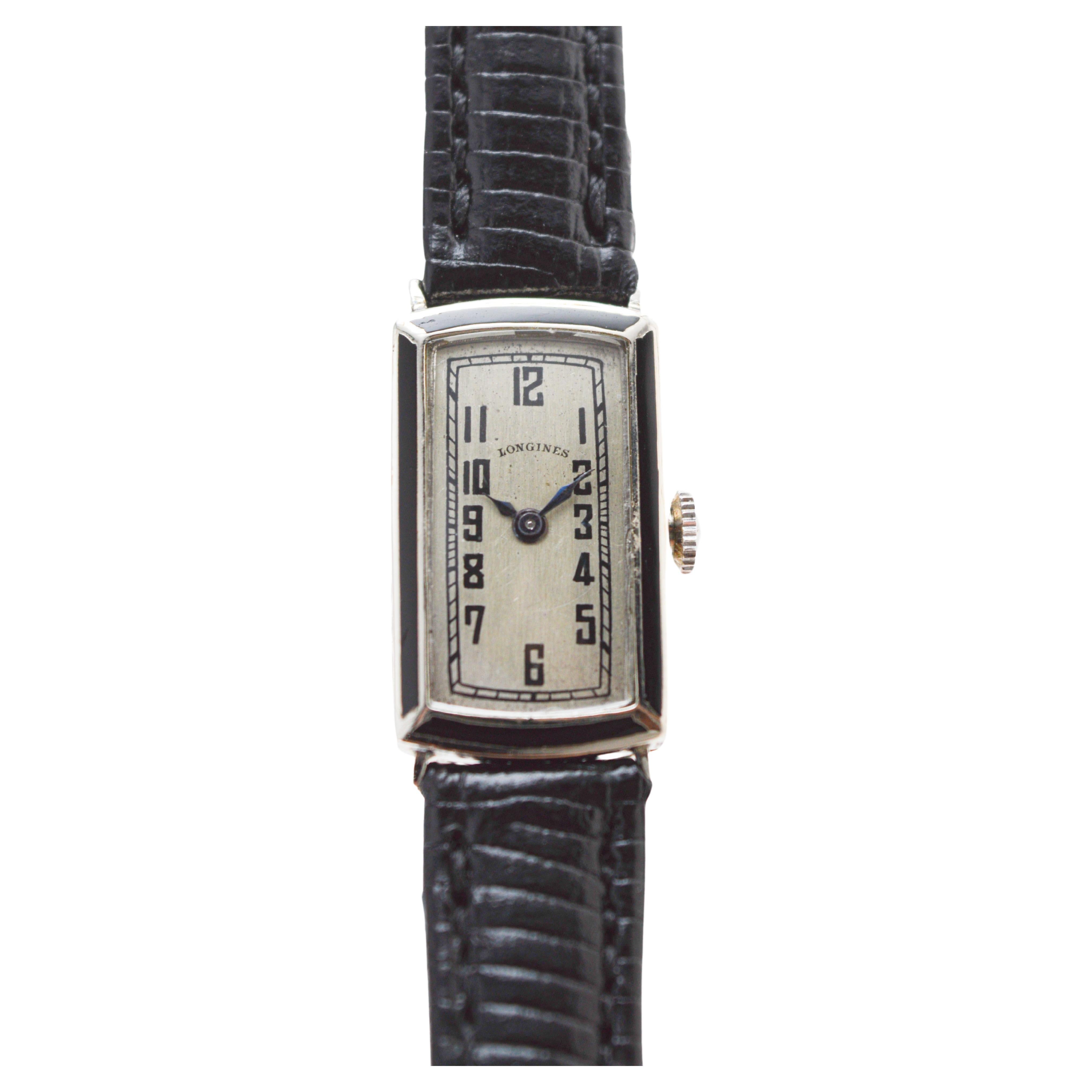 Longines White Gold Filled Art Deco Ladies Watch From 1928 w/ Stern Freres Dial 6