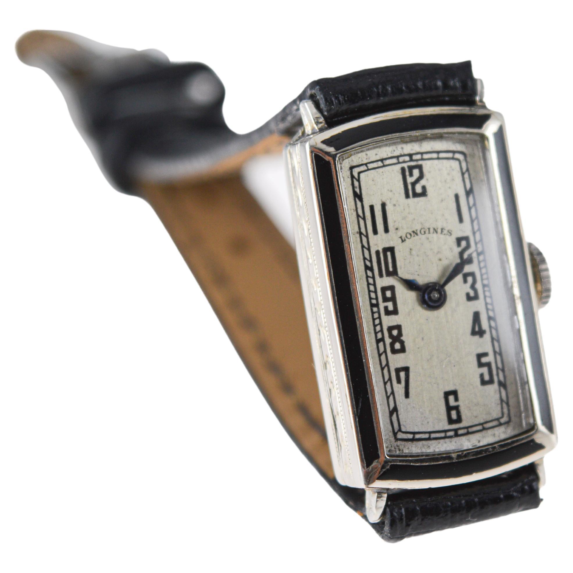 Longines White Gold Filled Art Deco Ladies Watch From 1928 w/ Stern Freres Dial 7