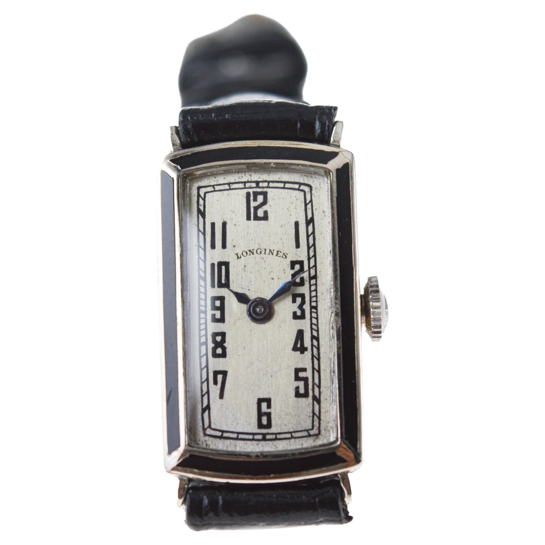 Longines White Gold Filled Art Deco Ladies Watch From 1928 w/ Stern Freres Dial 8