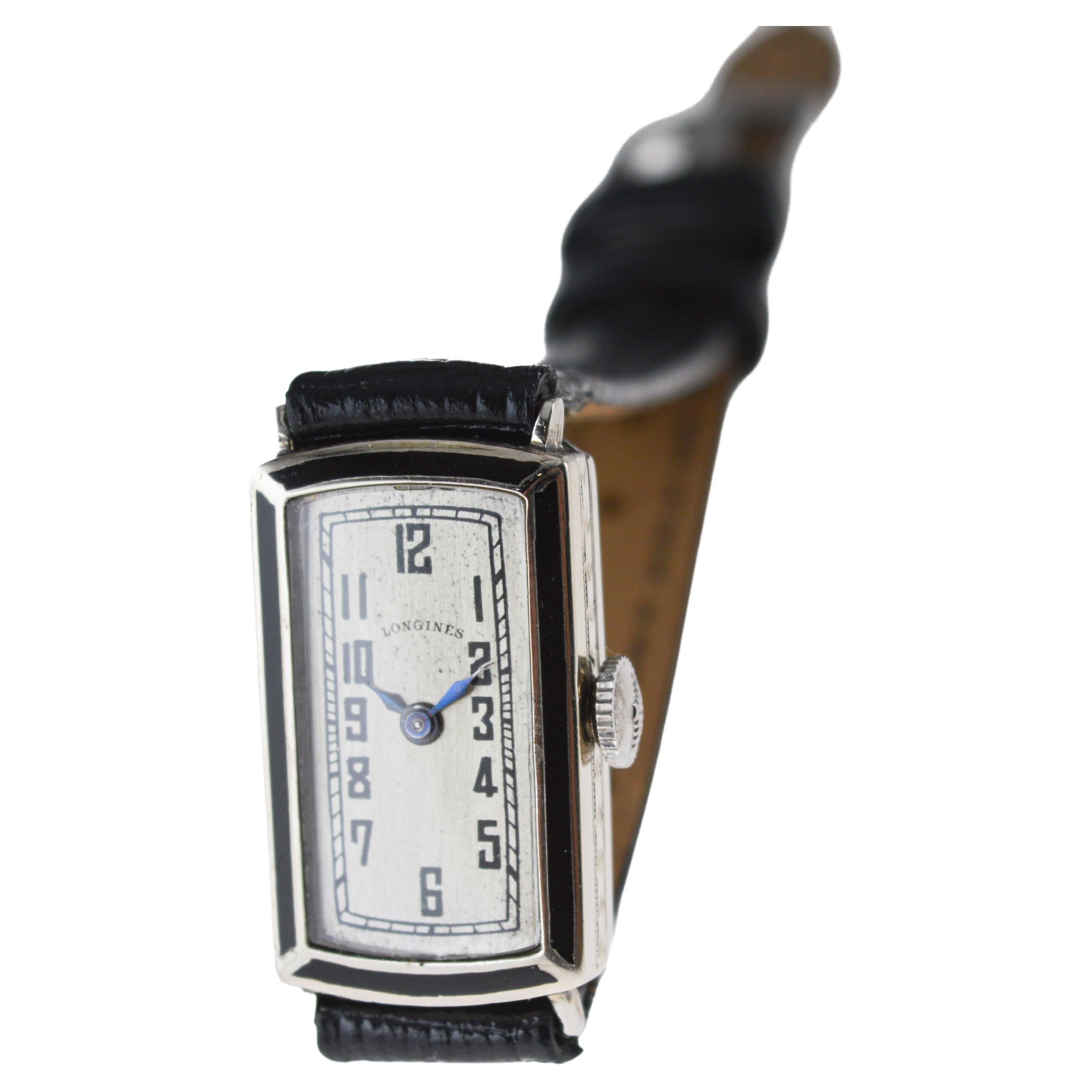 Longines White Gold Filled Art Deco Ladies Watch From 1928 w/ Stern Freres Dial 9