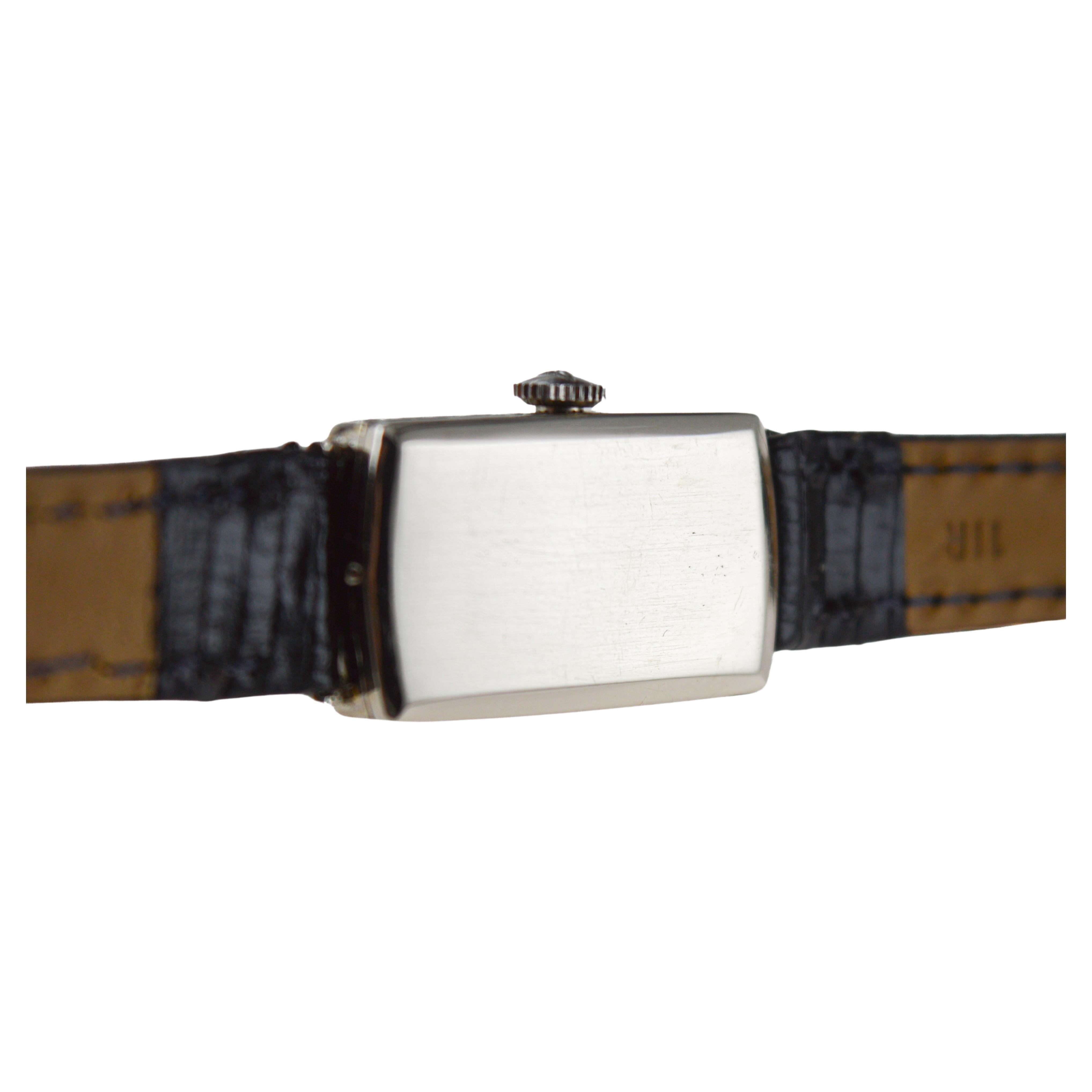 Longines White Gold Filled Art Deco Ladies Watch From 1928 w/ Stern Freres Dial 12