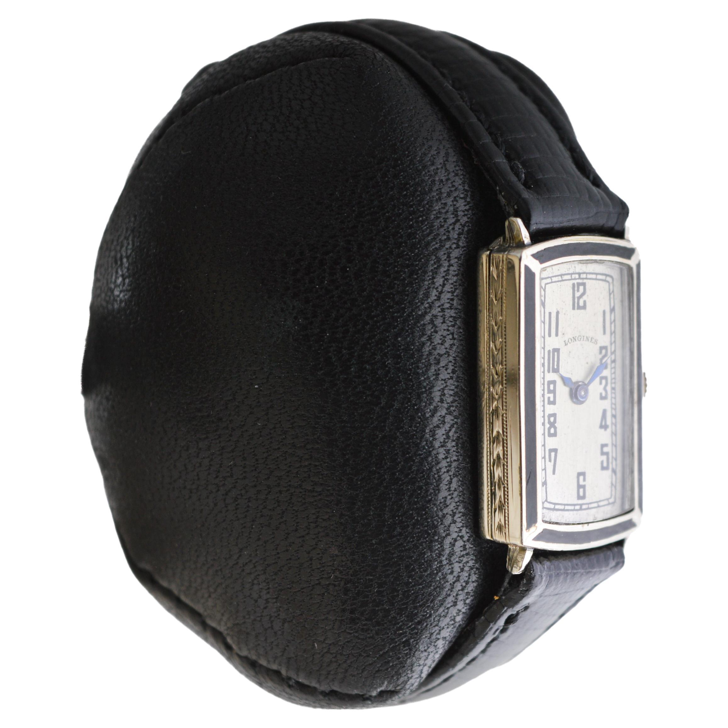 Longines White Gold Filled Art Deco Ladies Watch From 1928 w/ Stern Freres Dial 2