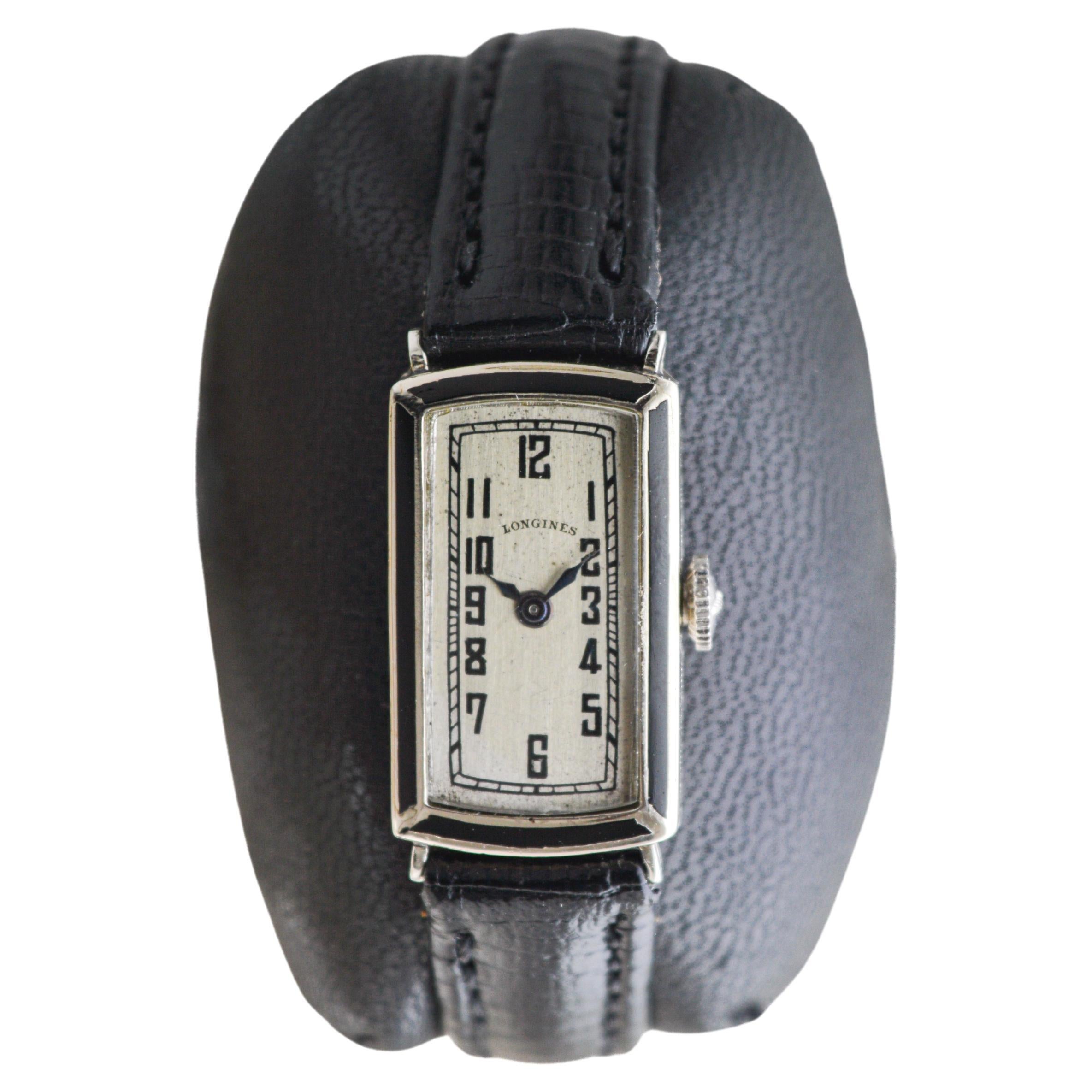 Longines White Gold Filled Art Deco Ladies Watch From 1928 w/ Stern Freres Dial 4