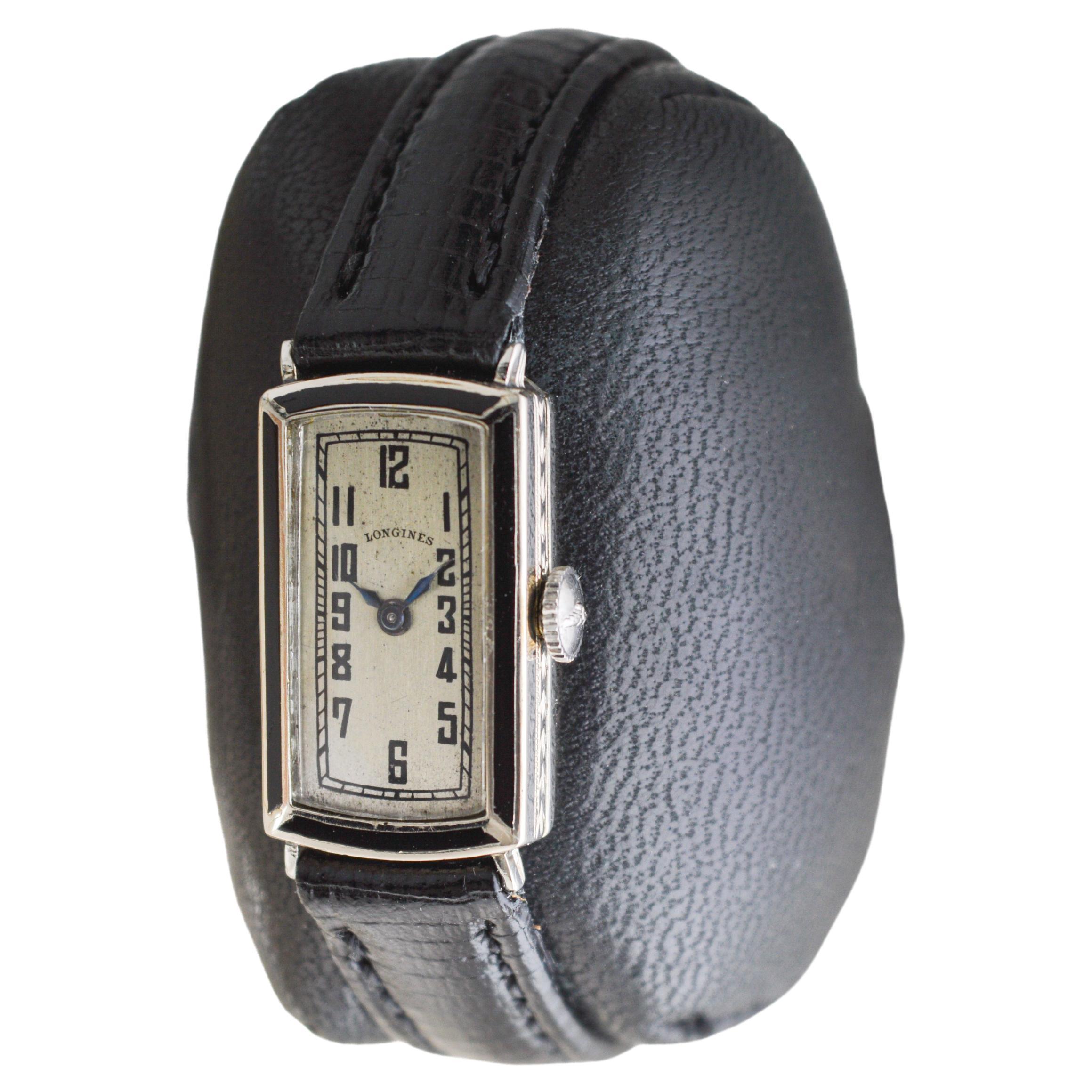 Longines White Gold Filled Art Deco Ladies Watch From 1928 w/ Stern Freres Dial 5