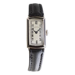 Longines White Gold Filled Art Deco Ladies Watch From 1928 w/ Stern Freres Dial