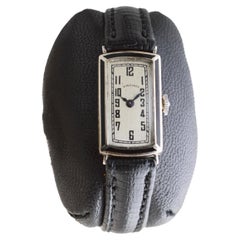 Longines White Gold Filled Art Deco Ladies Watch From 1928 w/ Stern Freres Dial