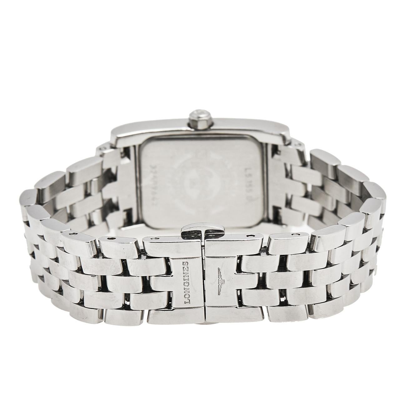 Contemporary Longines White Stainless Steel Diamond Dolce Vita Women's Wristwatch 21 mm