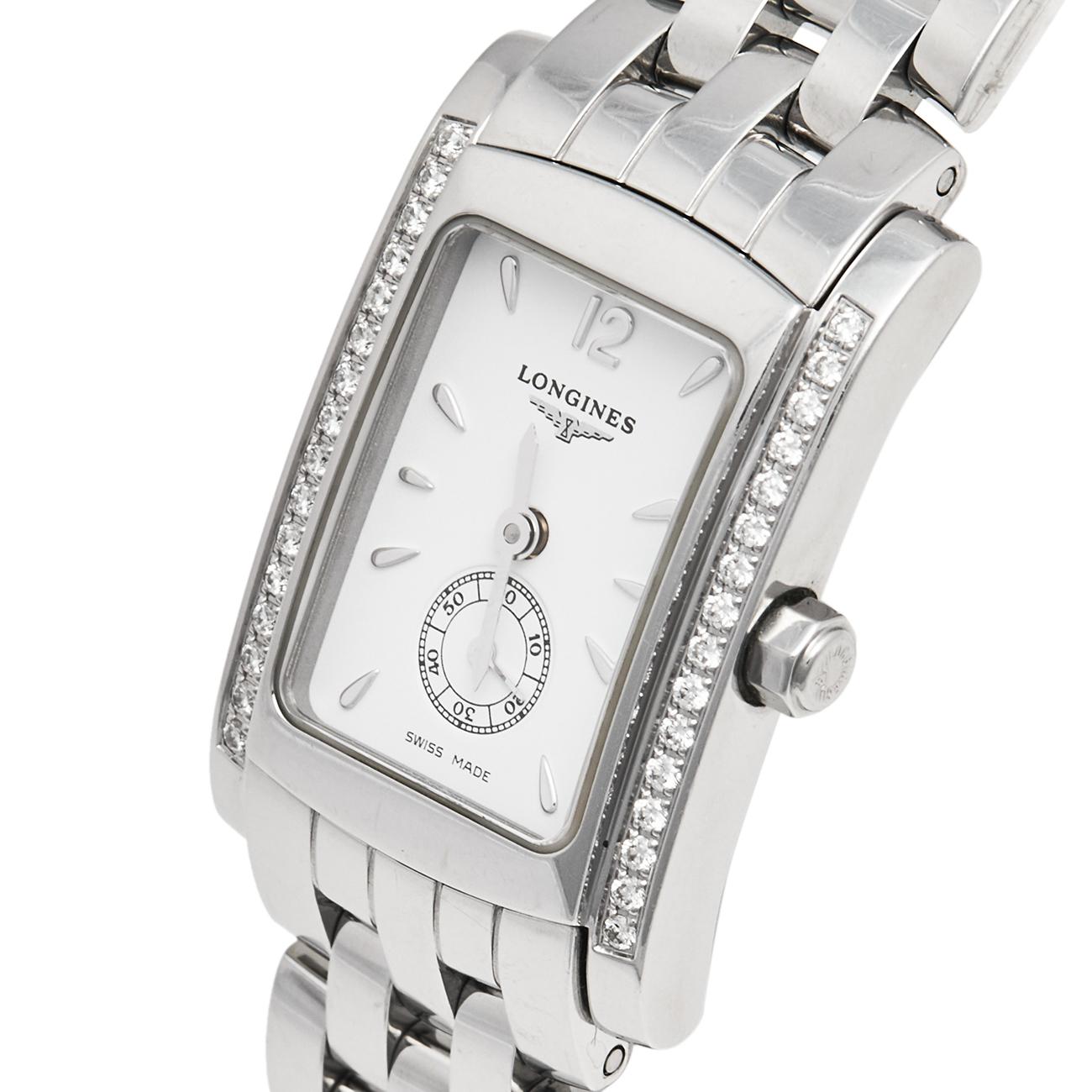 Longines White Stainless Steel Diamond Dolce Vita Women's Wristwatch 21 mm 1