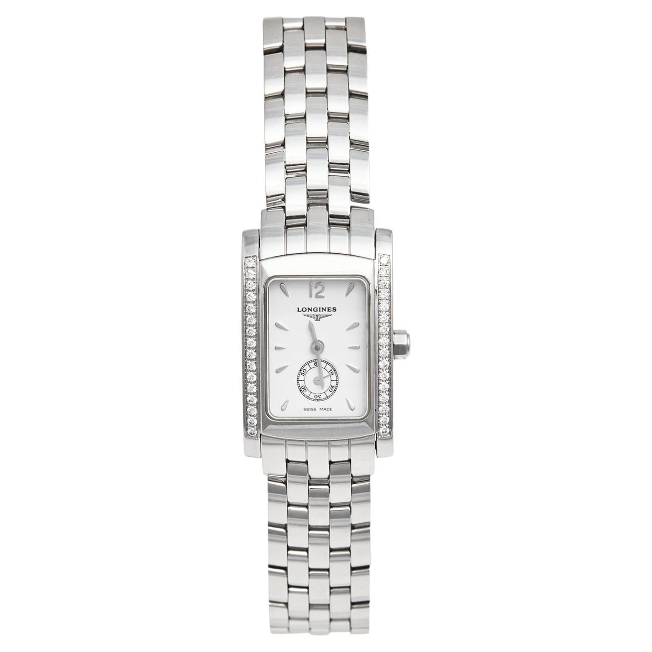 Longines White Stainless Steel Diamond Dolce Vita Women's Wristwatch 21 mm