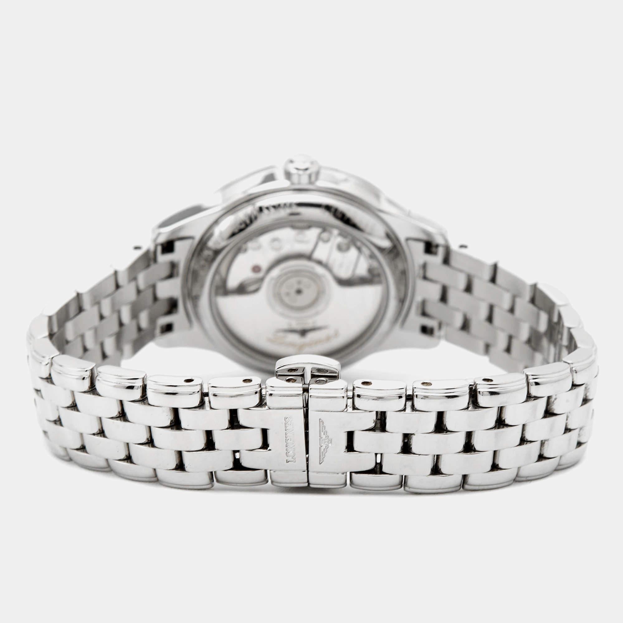 Uncut Longines White Stainless Steel Diamond Flagship L4.274.4.27.6 Women's Wristwatch