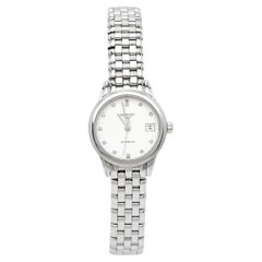 Used Longines White Stainless Steel Diamond Flagship L4.274.4.27.6 Women's Wristwatch