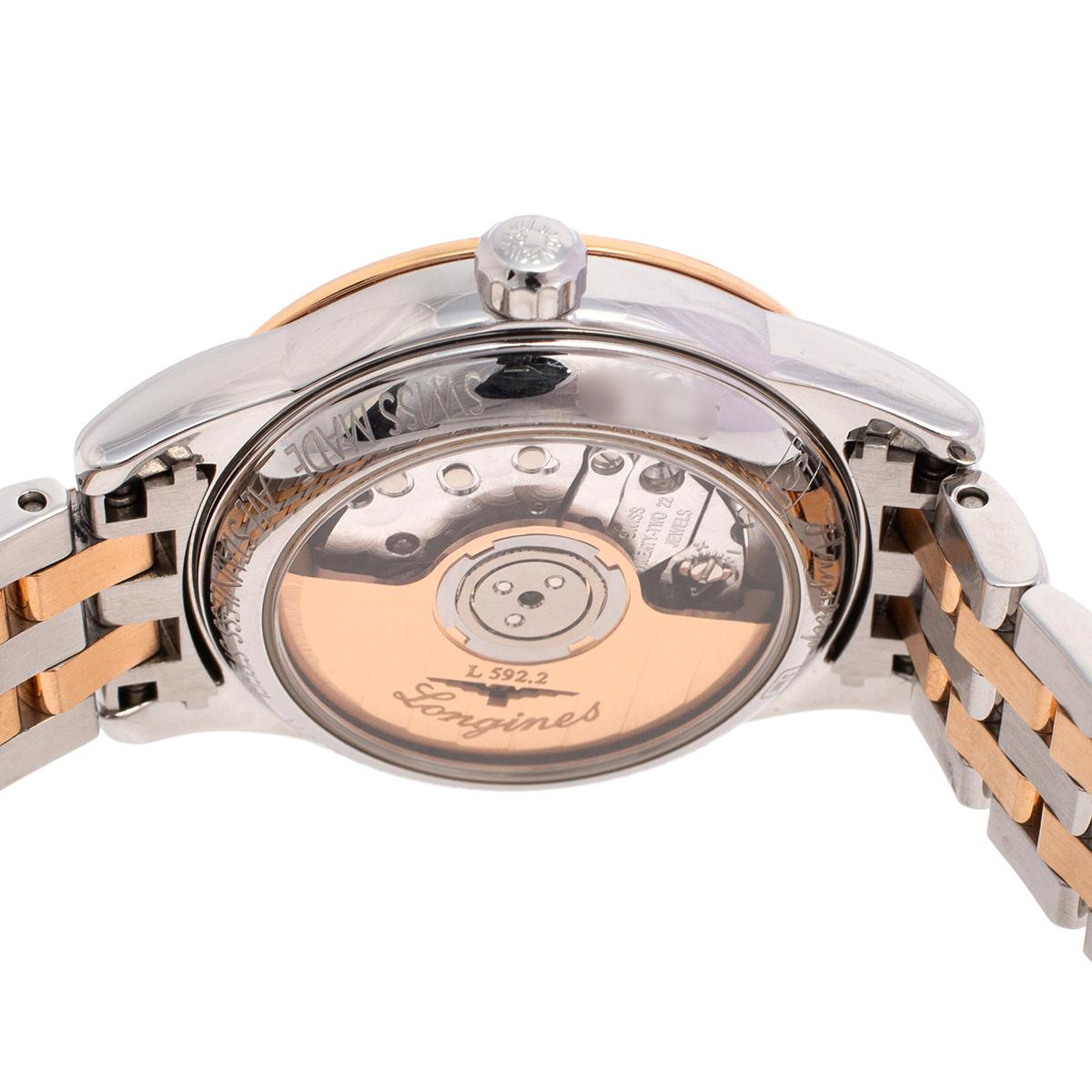 Longines White Two-Tone Diamonds Flagship Women's Wristwatch 26 mm In Good Condition In Dubai, Al Qouz 2