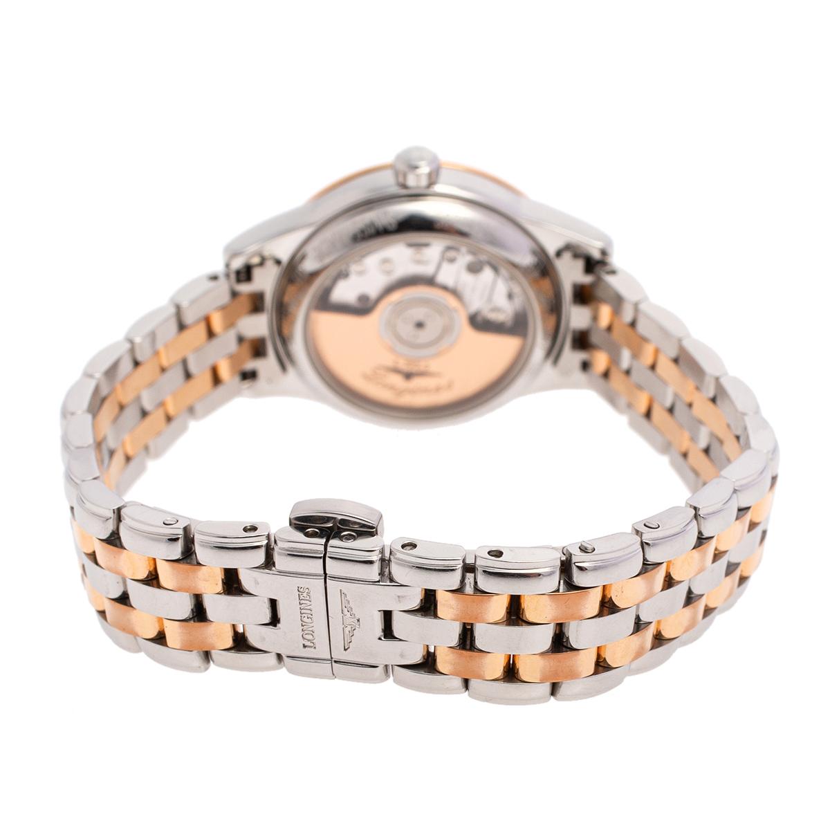 Longines White Two-Tone Diamonds Flagship Women's Wristwatch 26 mm 1