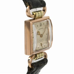 Longines Womens Hand Winding Vintage Watch Sliver Dial 14 Karat Rose Gold