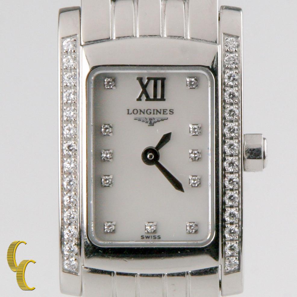 Longines Women's Stainless Steel Dolce Vita Quartz Watch Diamond Dial & Bezel
Movement #280002
Case #25.158-0.34591489

Stainless Steel Case w/ Diamond Bezel
16 mm Wide (18 mm w/ Crown)
20 mm Long
Lug-to-Lug Width = 6 mm
Thickness = 6