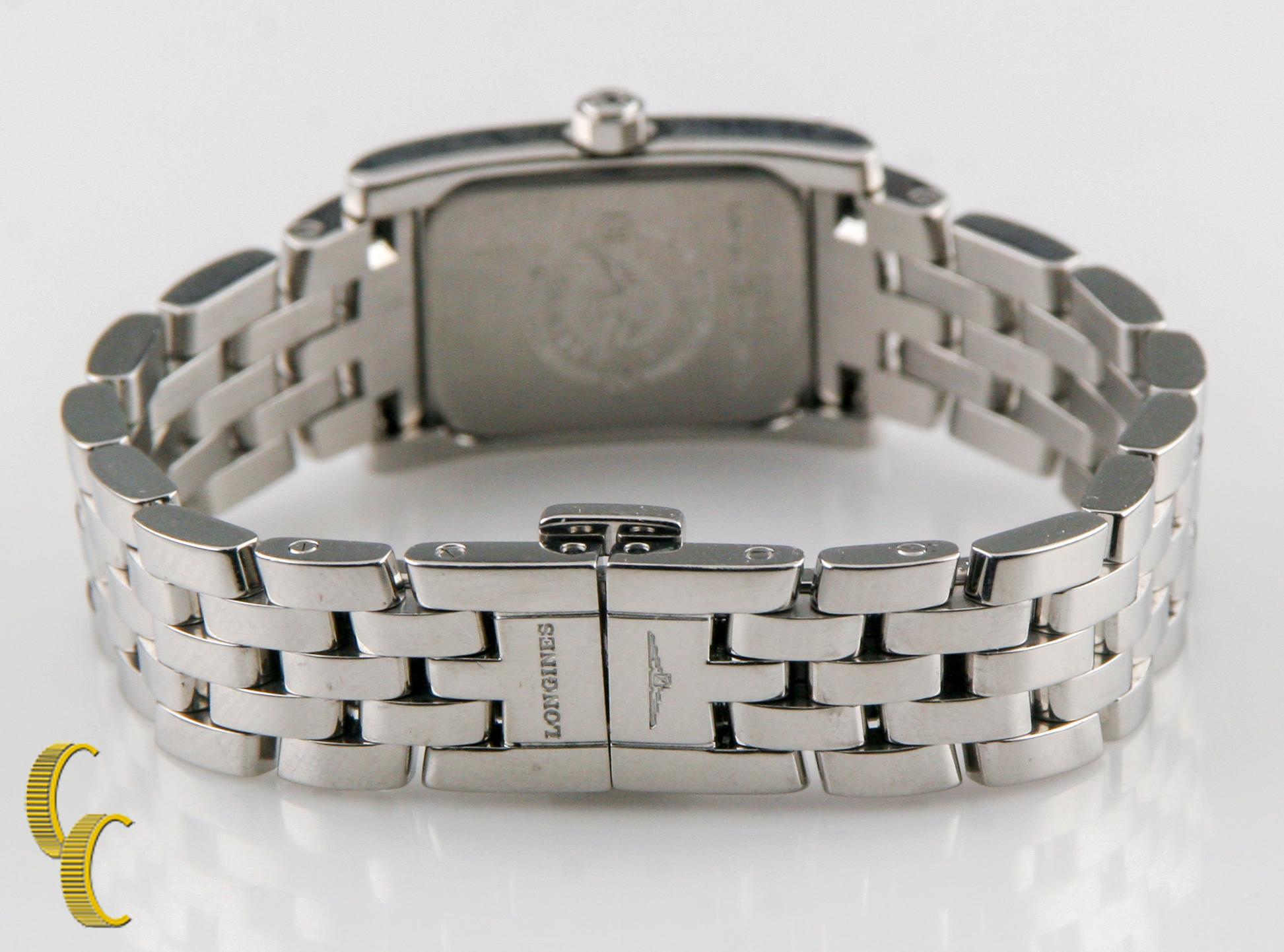Round Cut Longines Women's Stainless Steel Dolce Vita Quartz Watch Diamond Dial & Bezel For Sale