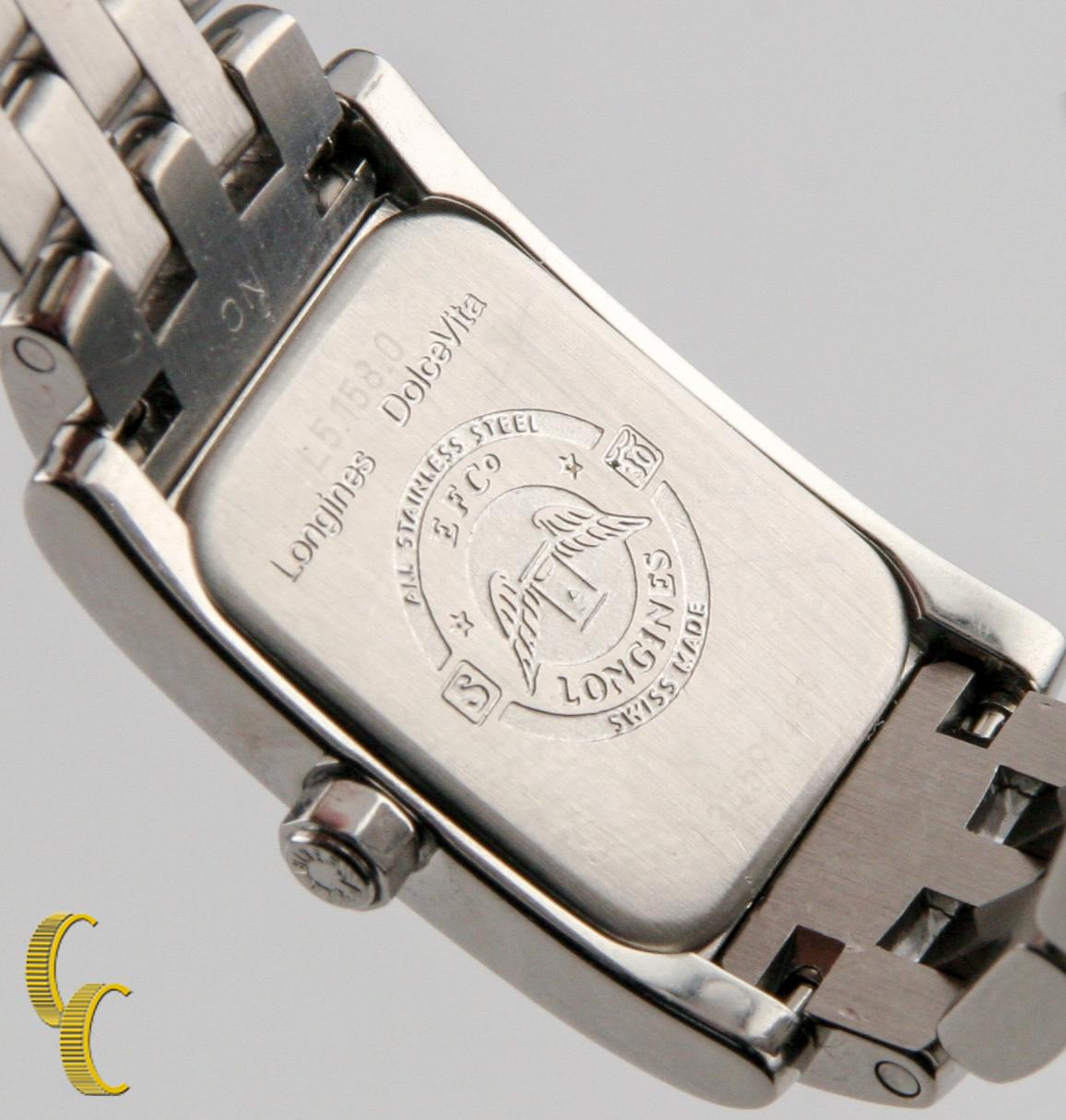 Longines Women's Stainless Steel Dolce Vita Quartz Watch Diamond Dial & Bezel In Good Condition For Sale In Sherman Oaks, CA