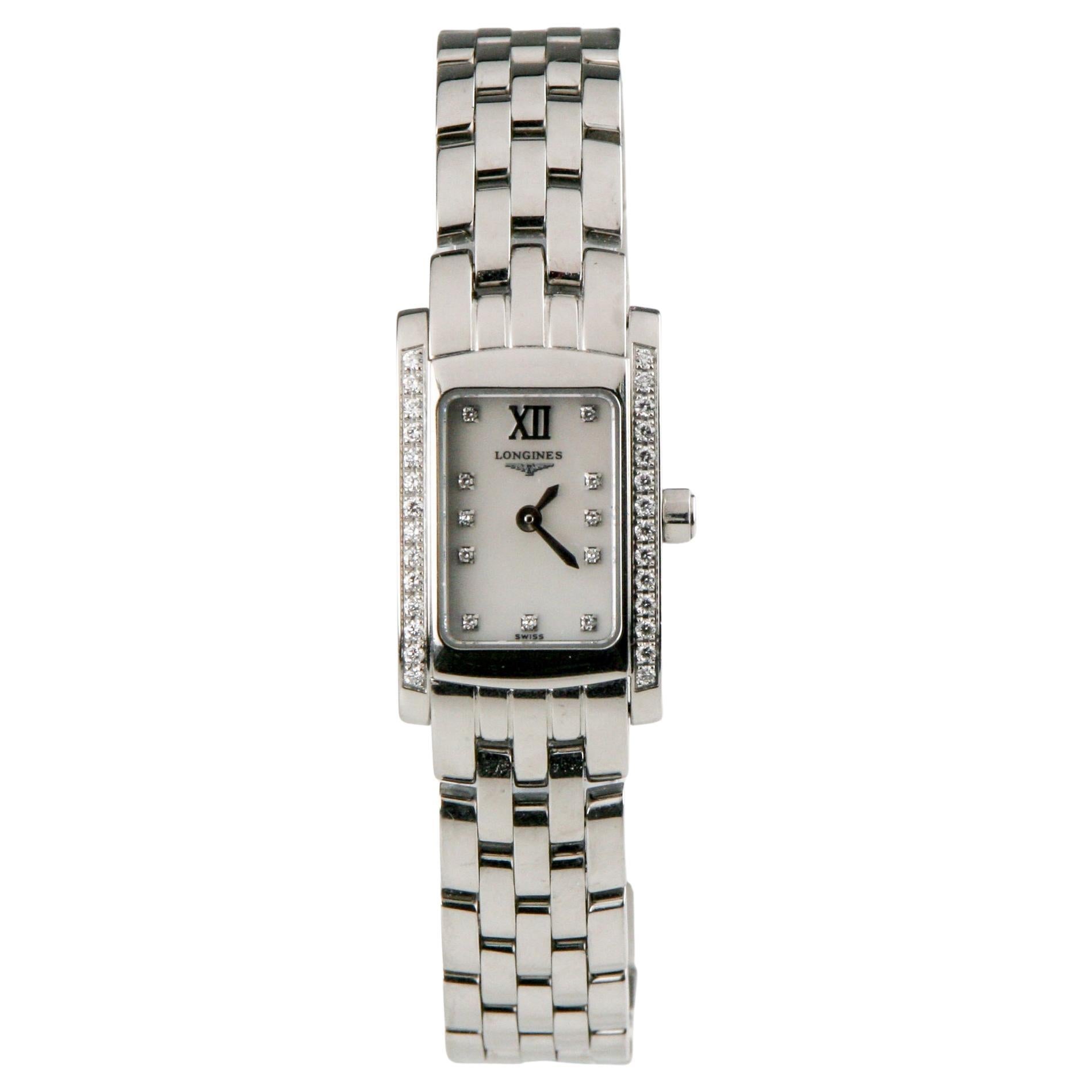Longines Women's Stainless Steel Dolce Vita Quartz Watch Diamond Dial & Bezel For Sale