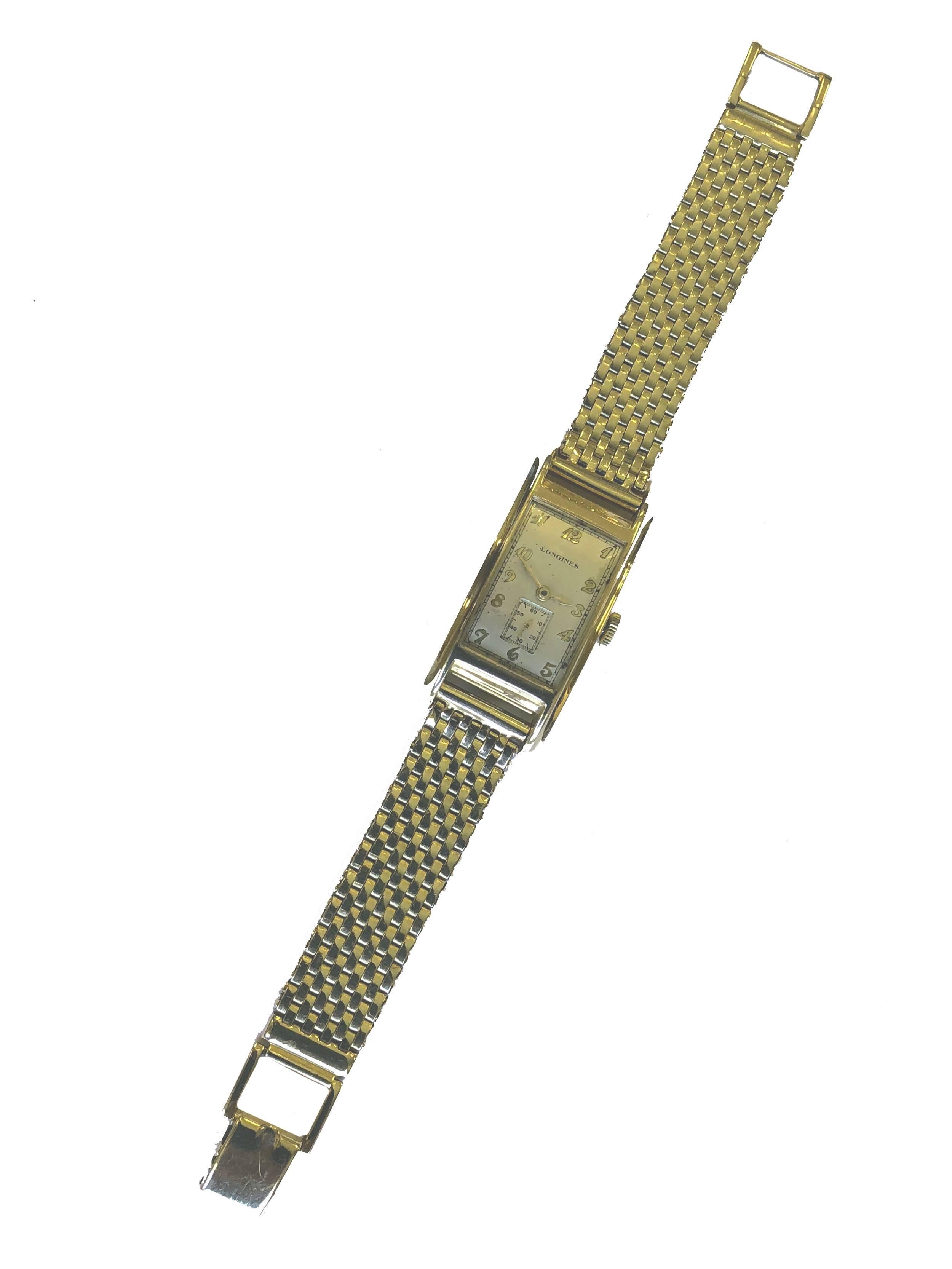 Longines, Gelbgold-Armbanduhr im Art déco-Stil, 1943 (Schweizerisch)