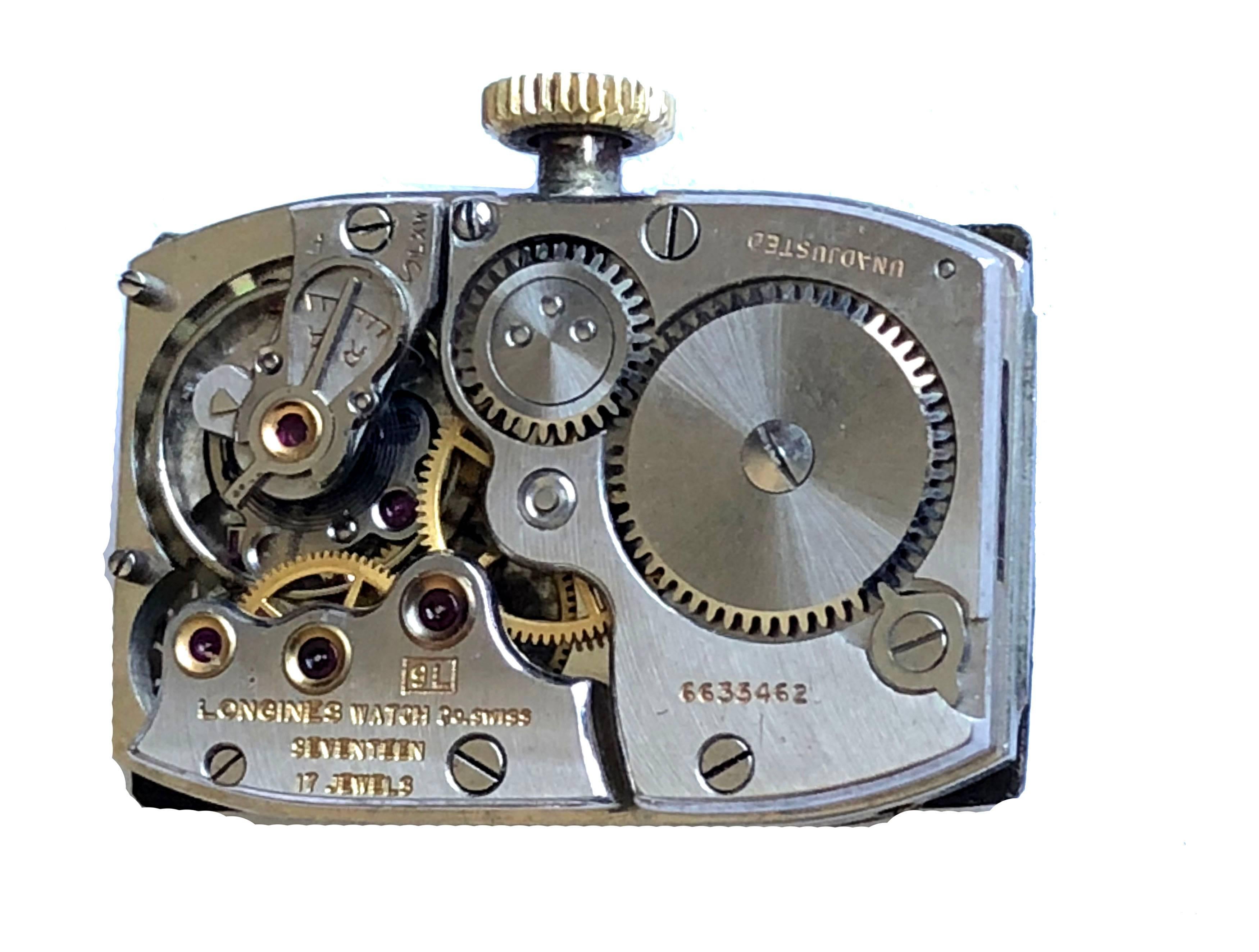 Longines, Gelbgold-Armbanduhr im Art déco-Stil, 1943 im Zustand „Gut“ in Soquel, CA
