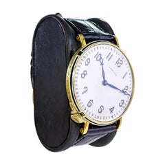 Longines Yellow Gold Enamel Art Deco Oversized Pocket Manual Watch, 1919