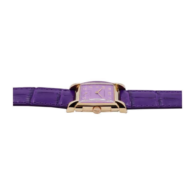 Longines Yellow Gold Filled Art Deco Tank Watch with Custom Finished Purple Dial 5