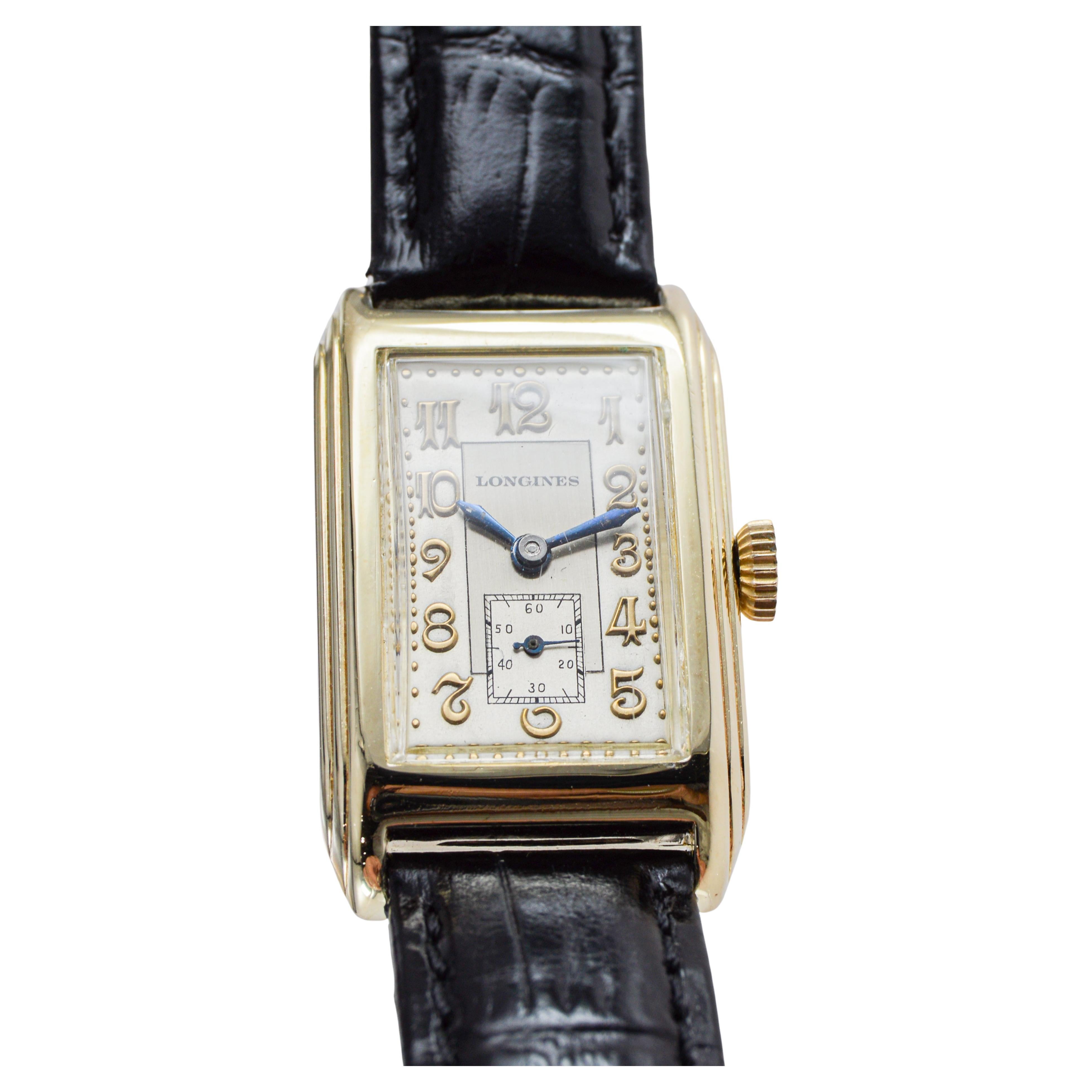 Reloj Longines Art Déco relleno de oro amarillo en venta 5
