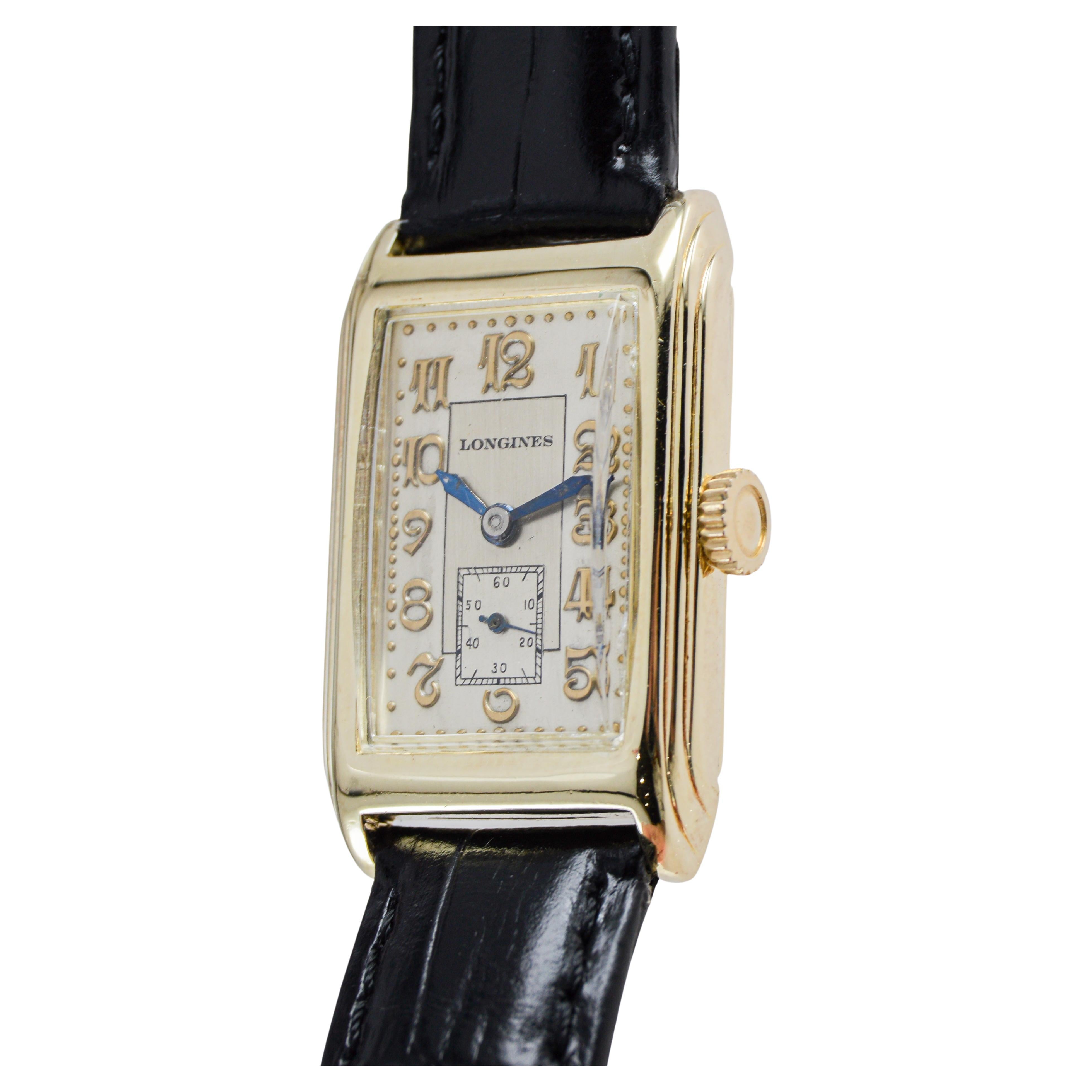 Reloj Longines Art Déco relleno de oro amarillo en venta 6