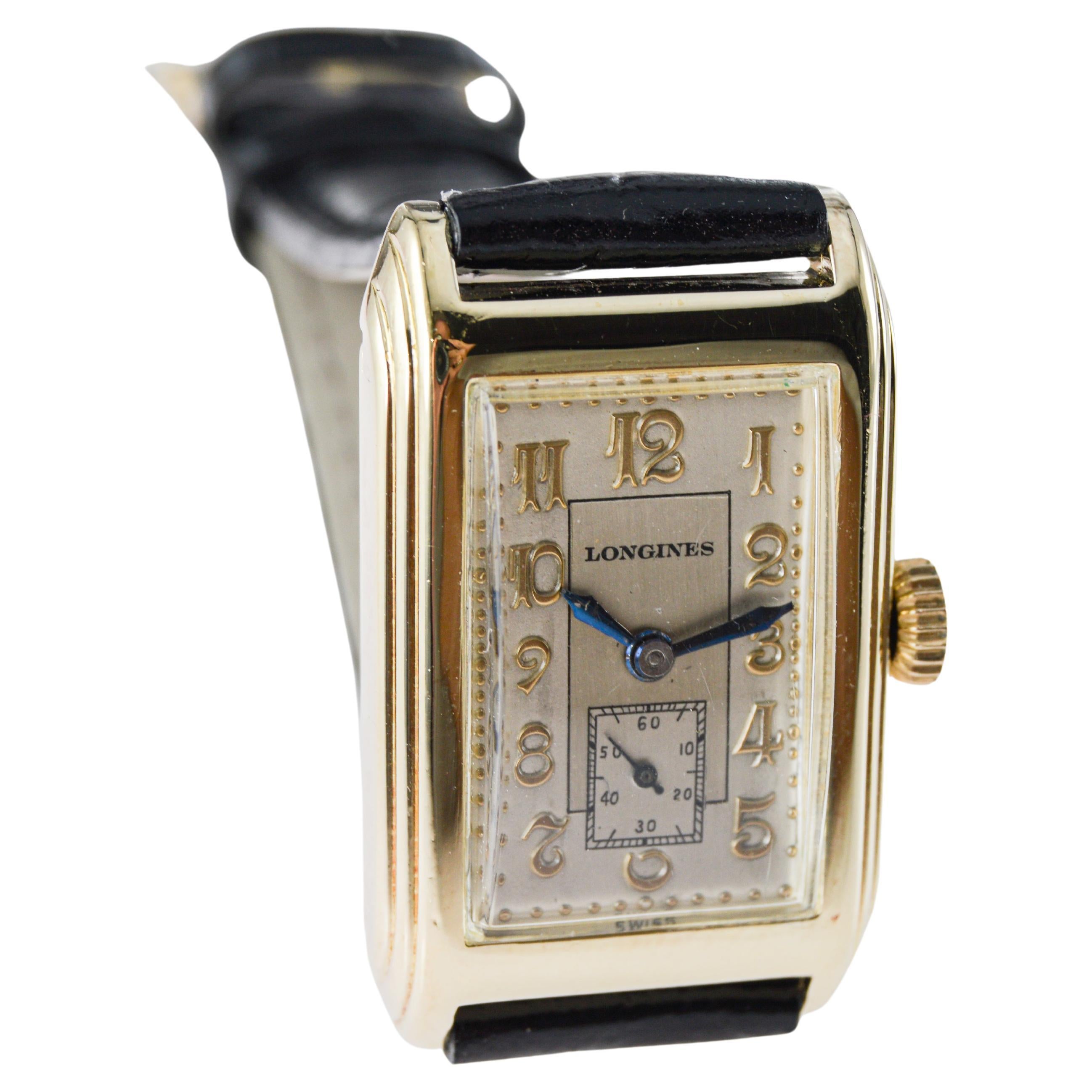 Reloj Longines Art Déco relleno de oro amarillo en venta 7