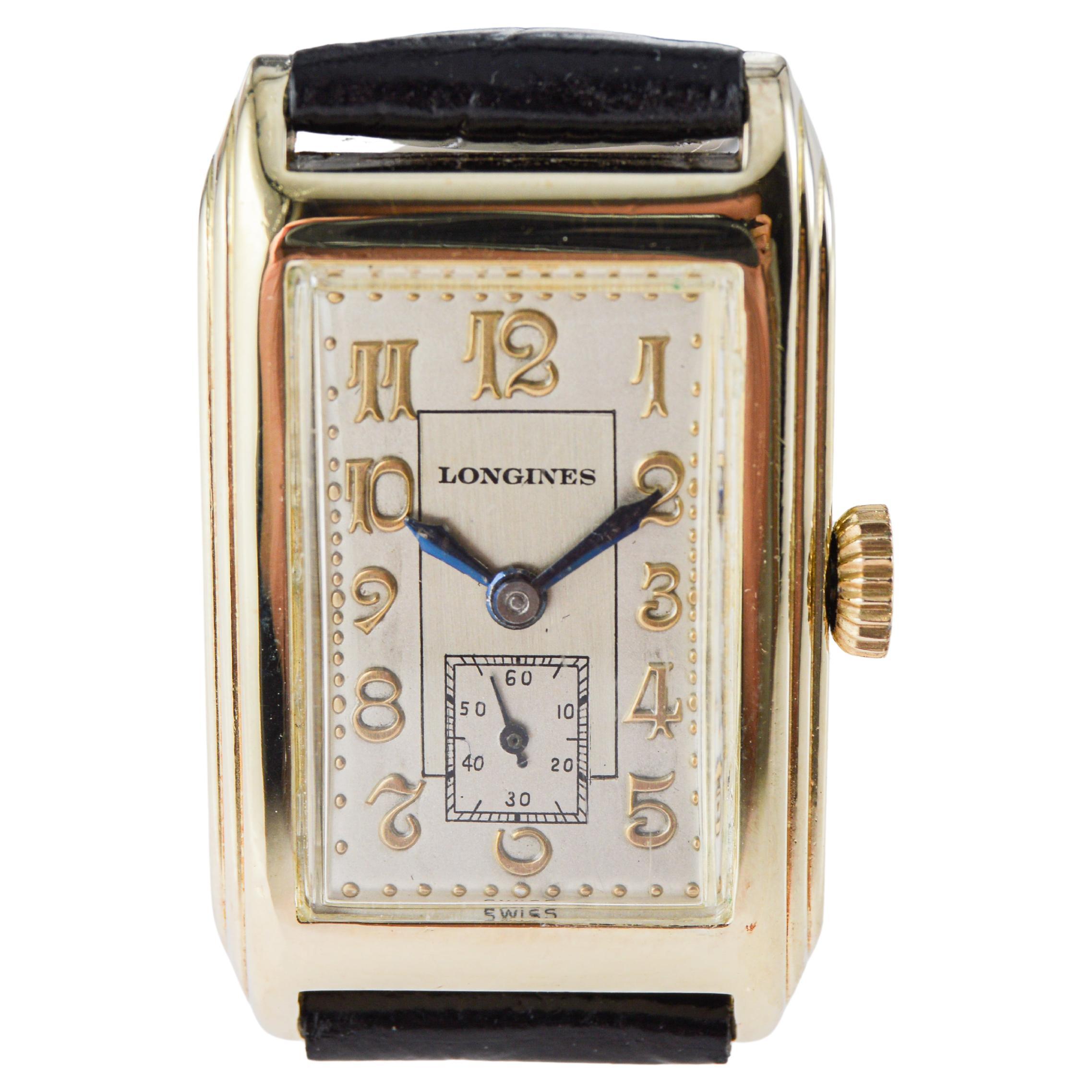 Reloj Longines Art Déco relleno de oro amarillo en venta 8