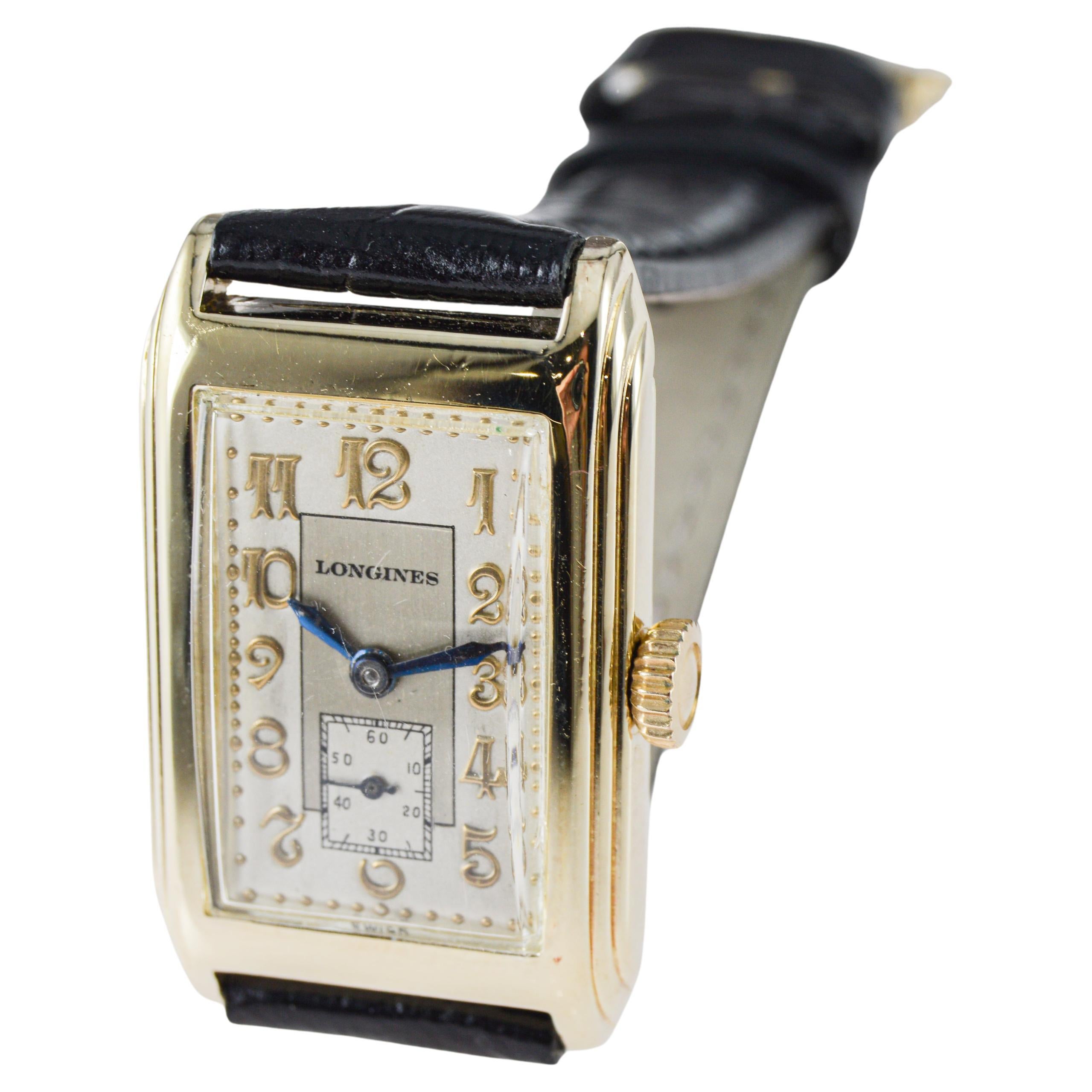 Reloj Longines Art Déco relleno de oro amarillo en venta 9