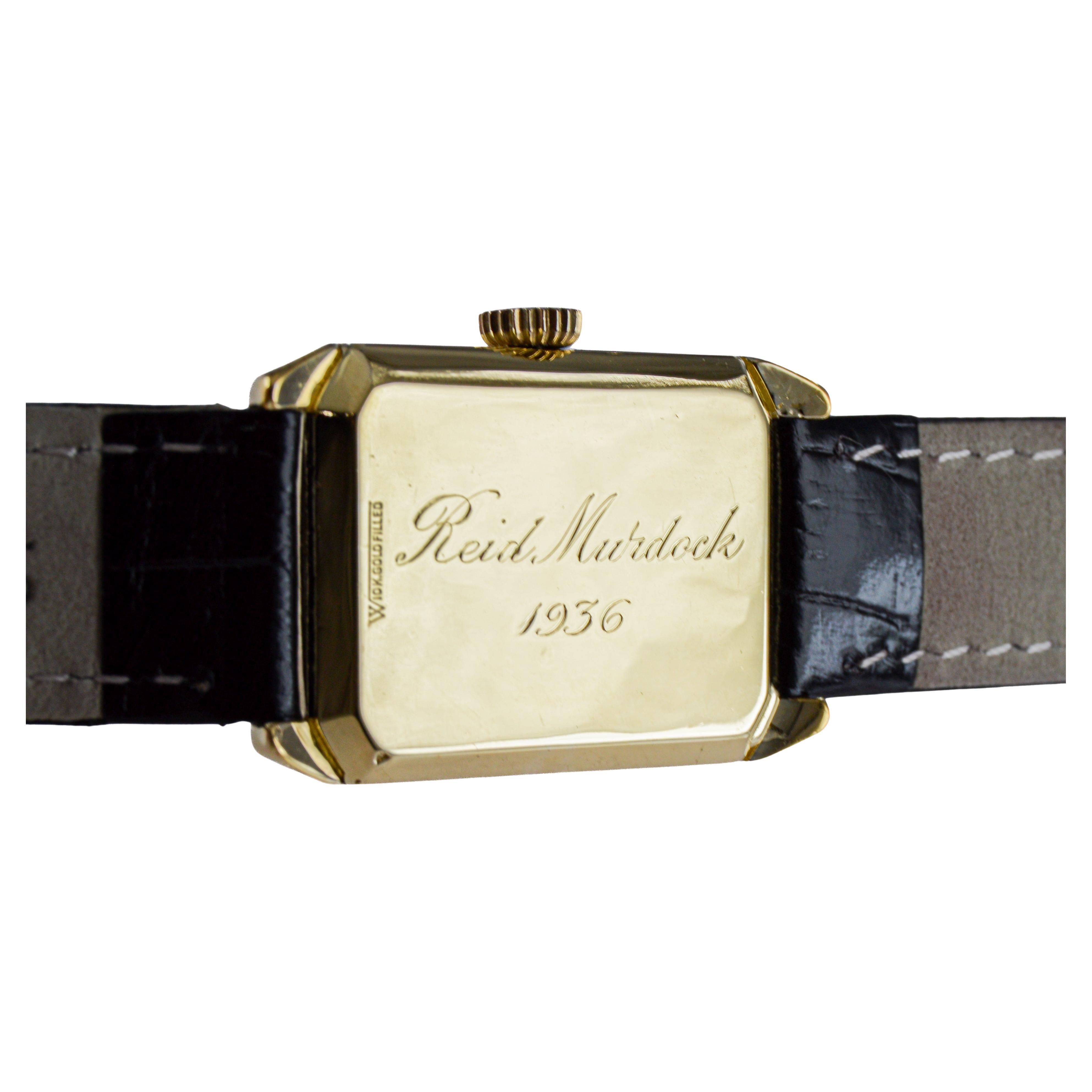 Reloj Longines Art Déco relleno de oro amarillo en venta 11