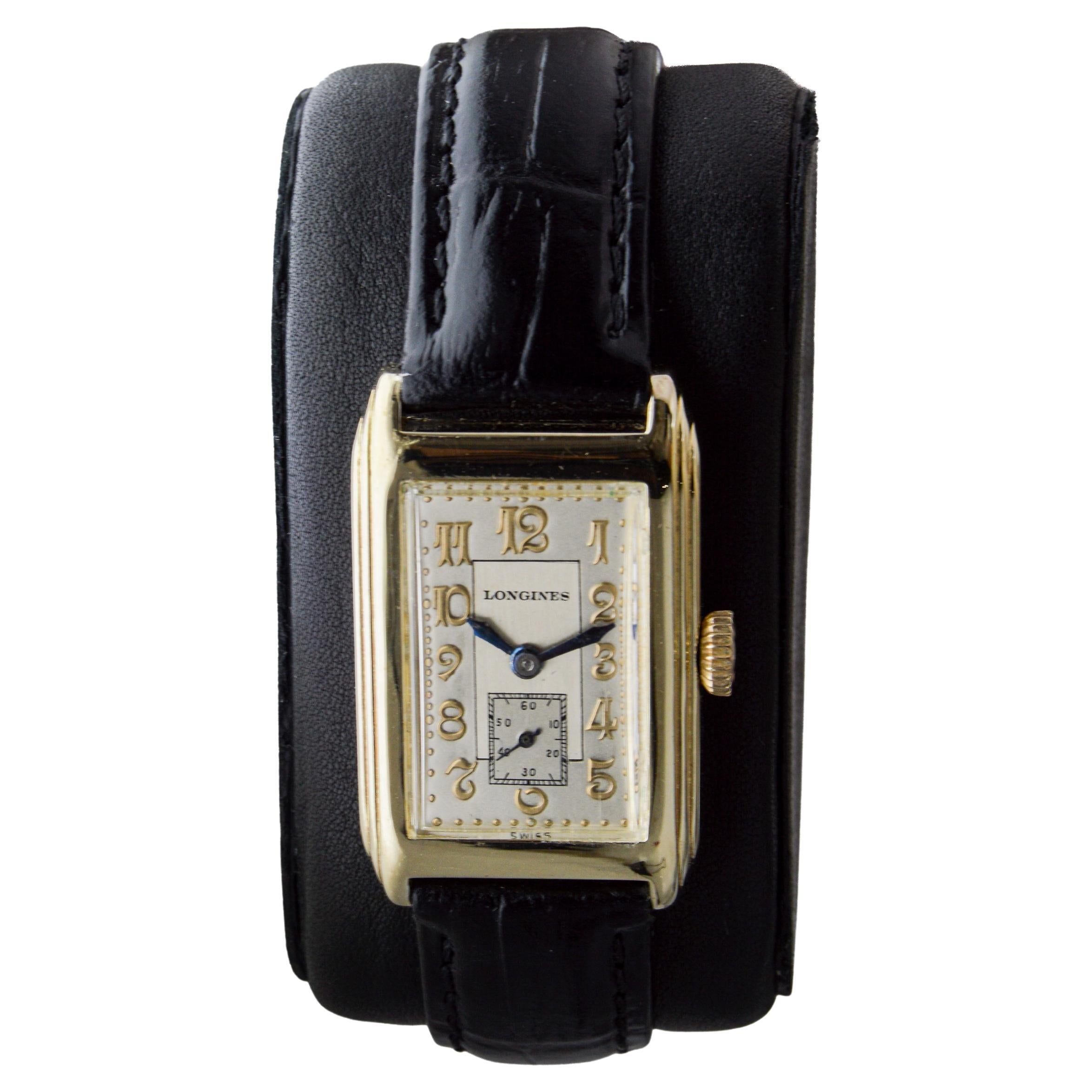 Reloj Longines Art Déco relleno de oro amarillo en venta 2