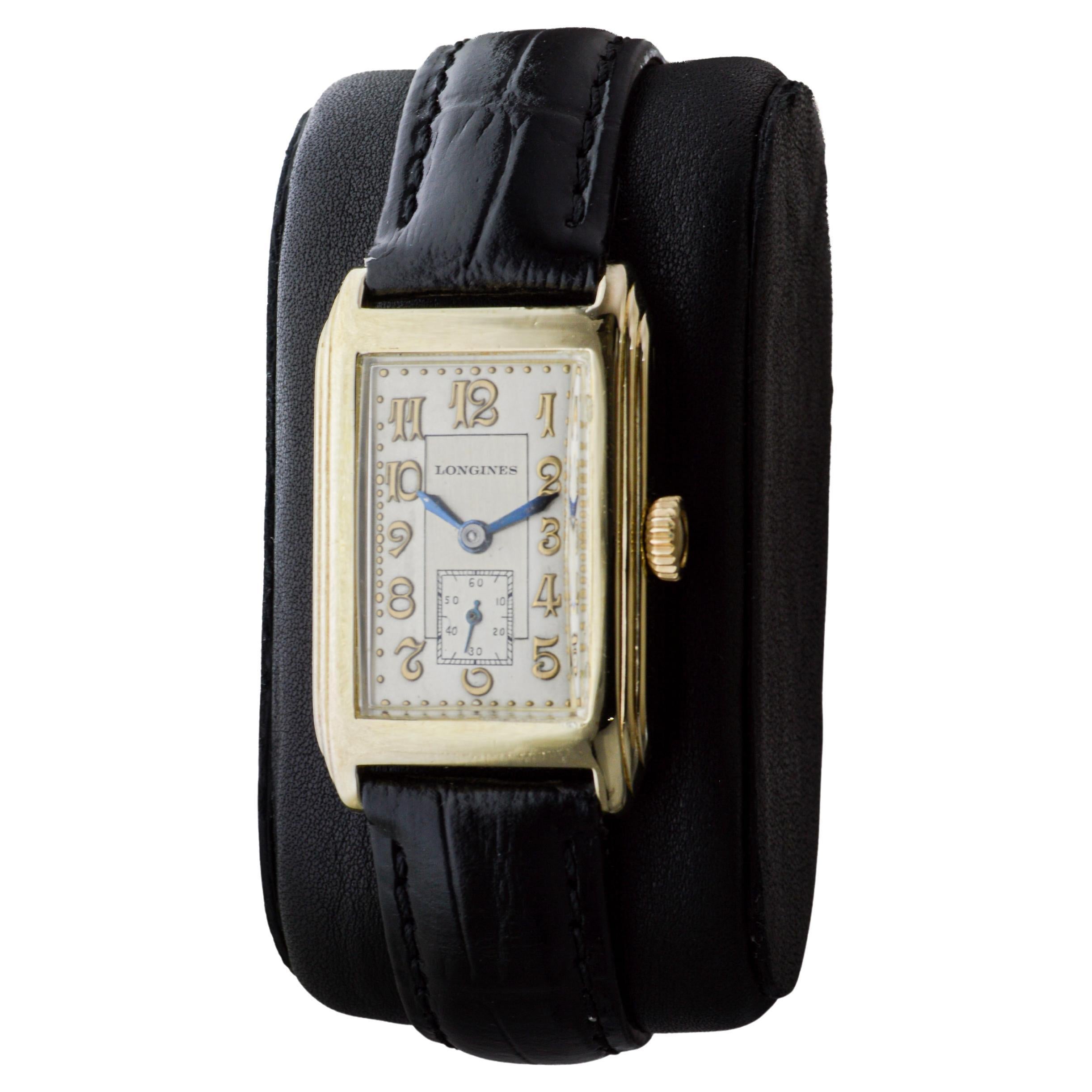 Reloj Longines Art Déco relleno de oro amarillo en venta 3