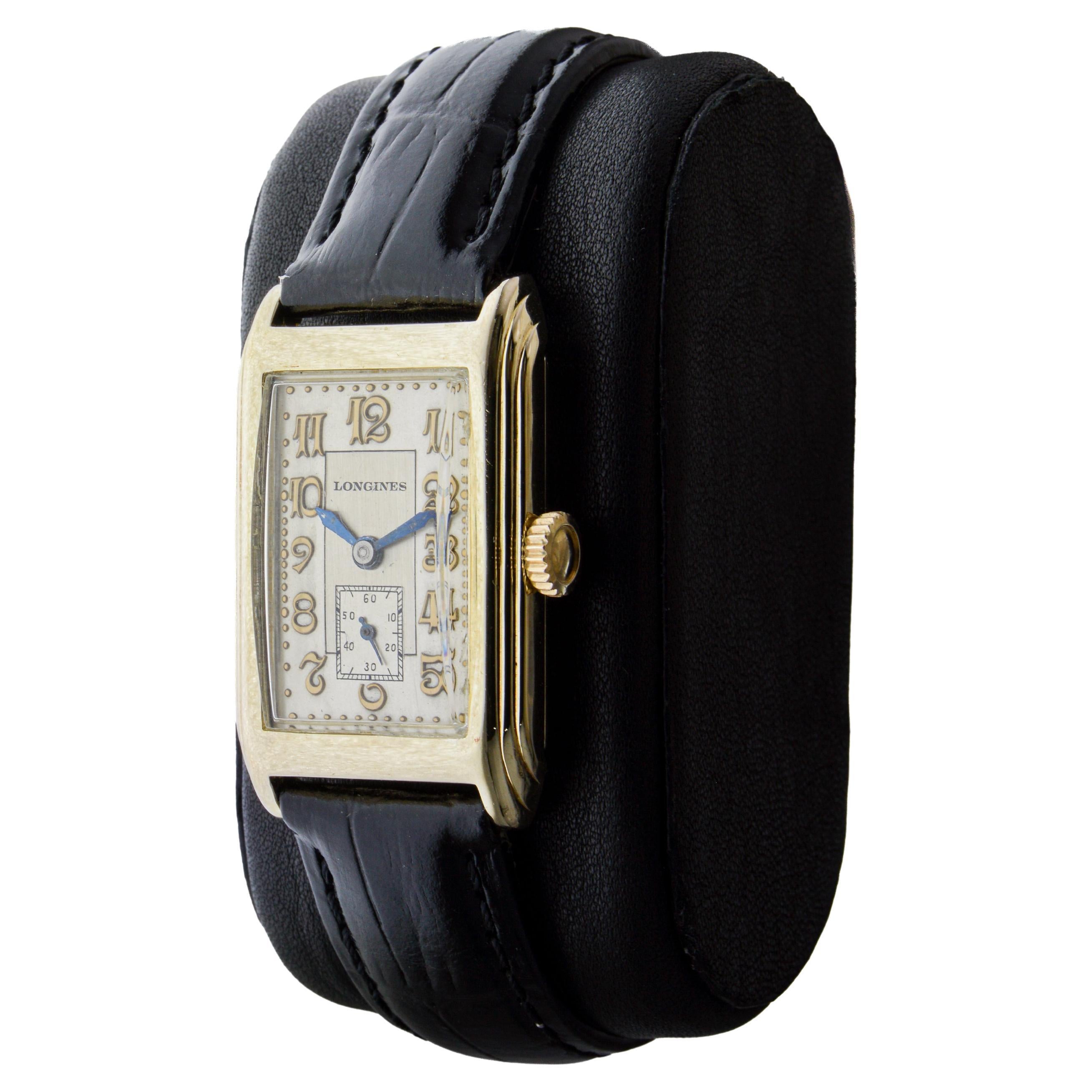 Reloj Longines Art Déco relleno de oro amarillo en venta 4