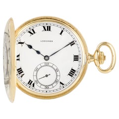 Used Longines Yellow Gold Keyless Lever Slim Half Hunter Pocket Watch