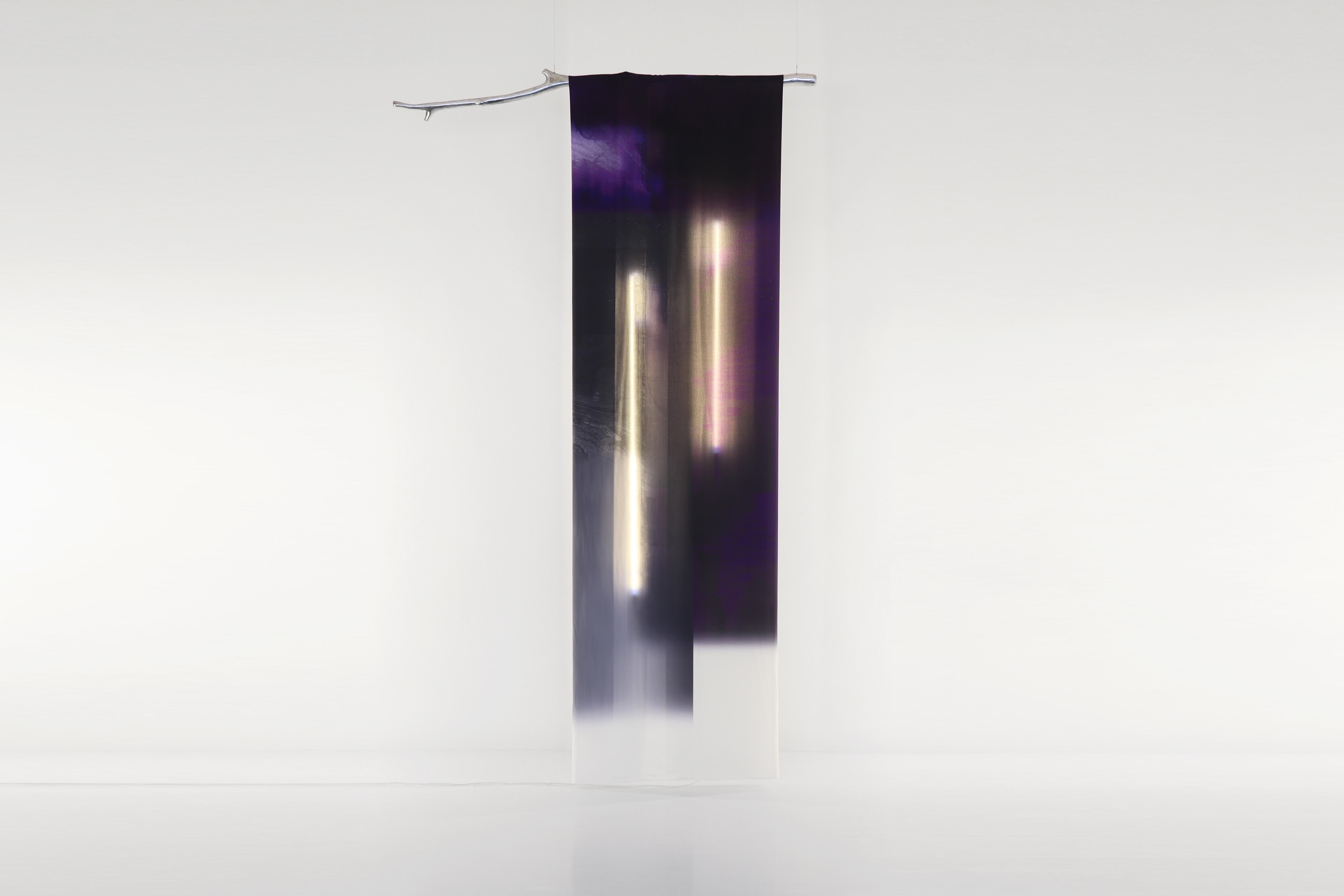 Longing for the Space Between Stars Purple Fabric Light by Batten and Kamp
Dimensions: D70 x H100 cm
Materials: Digital print on silk, Cast aluminium, hand-crafted neon light, electrics.

All our lamps can be wired according to each country. If