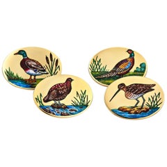Longmire London Gold Enamel Gamebird Cufflinks