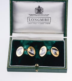 Longmire of London Enamel Gold Eagle Cufflinks