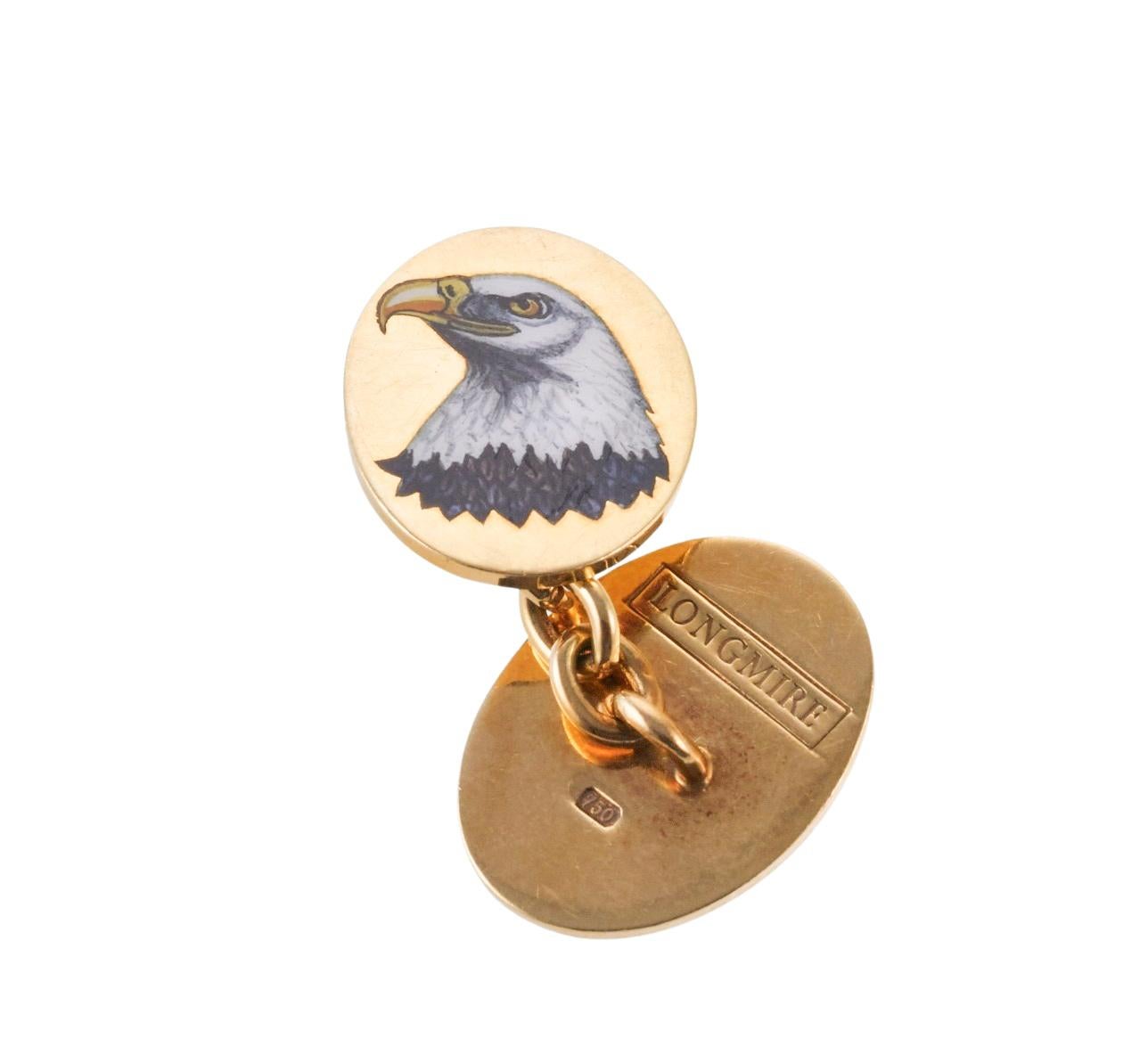 Longmire of London Enamel Gold Eagle Cufflinks  For Sale 1