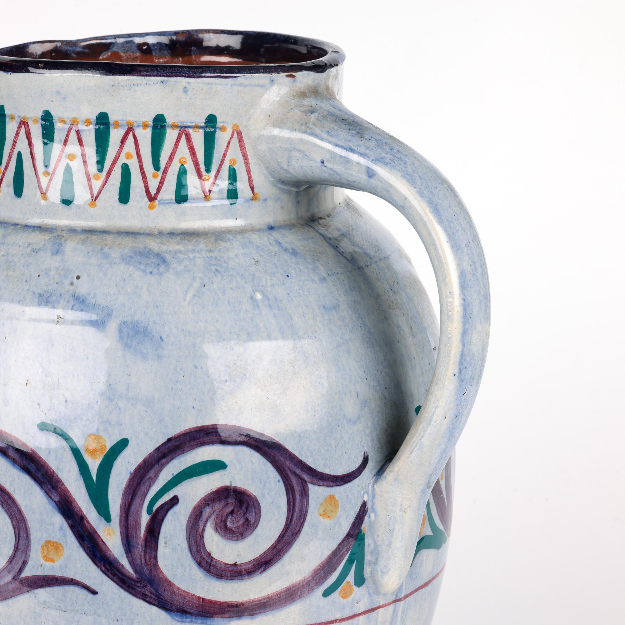 Longpark Large & Rare Art Deco Hand Painted Exhibition Art Pottery Jug For Sale 5