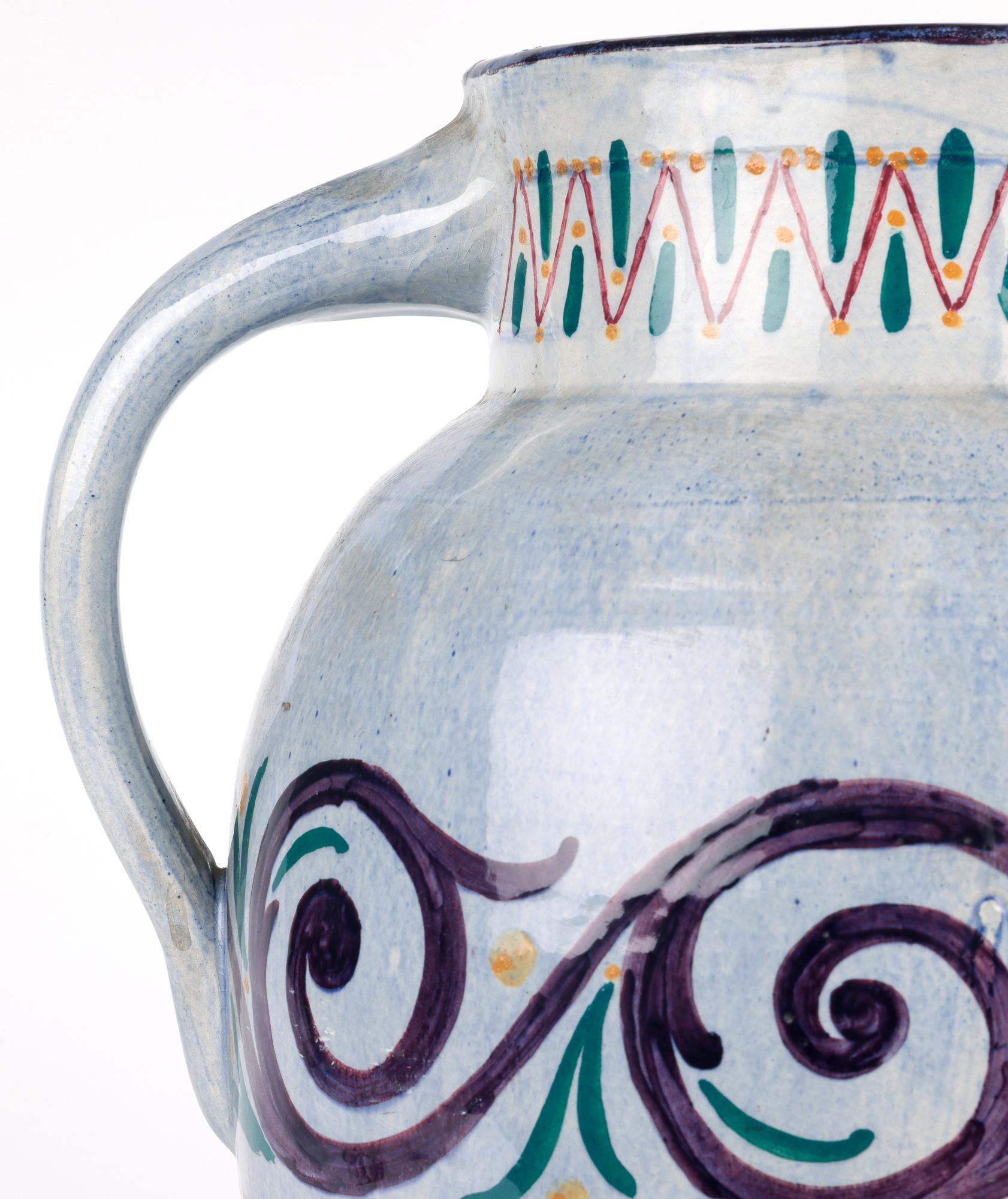 English Longpark Large & Rare Art Deco Hand Painted Exhibition Art Pottery Jug For Sale