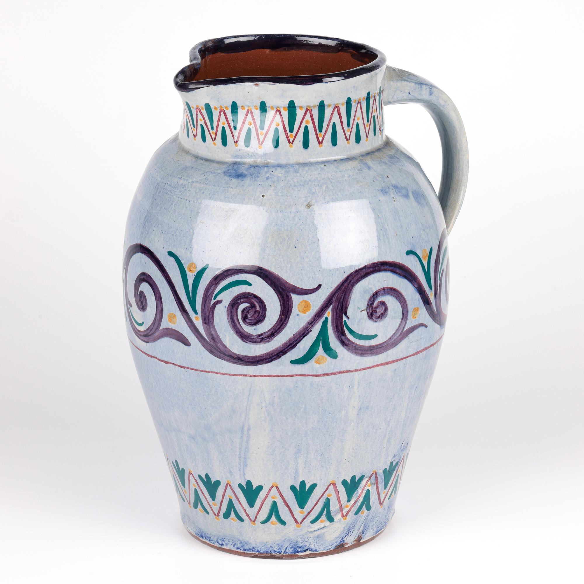 Early 20th Century Longpark Large & Rare Art Deco Hand Painted Exhibition Art Pottery Jug For Sale