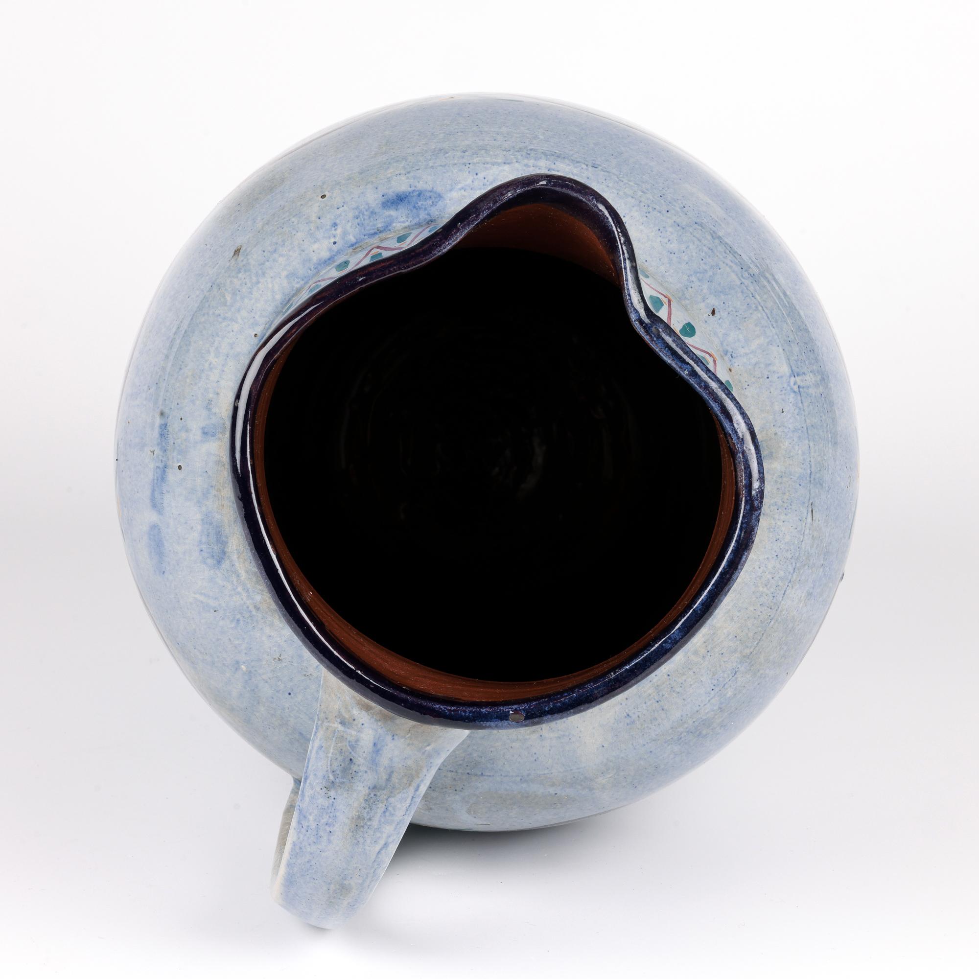 Stoneware Longpark Large & Rare Art Deco Hand Painted Exhibition Art Pottery Jug For Sale